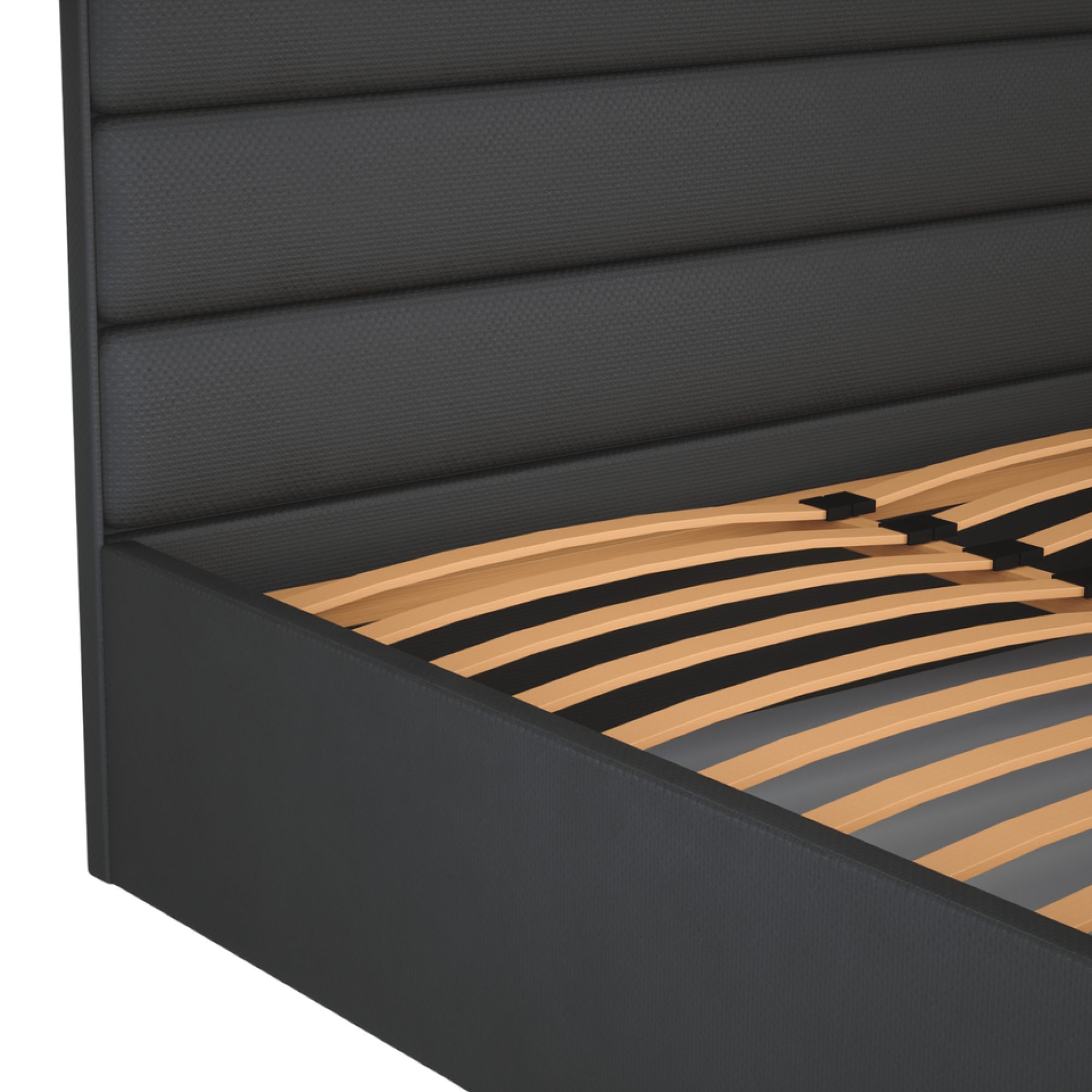 Čalouněná postel s úložným prostorem Senviero 140–200 × 200 cm v aranžmá interiéru 2