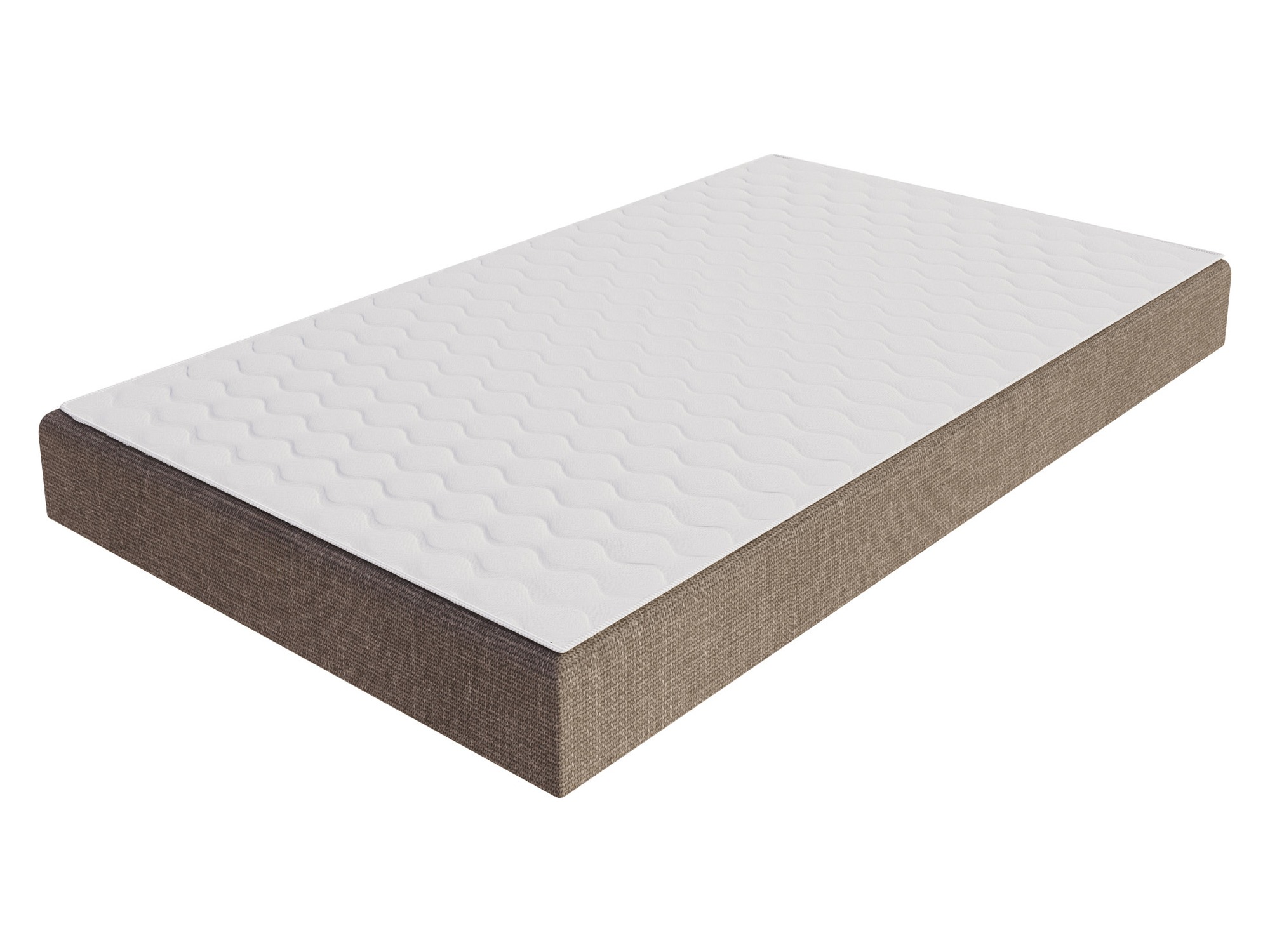 Taschenfederkernmatratze Vellaro mit Kokos – Seiten aus Webstoff in Beige auf weißem Hintergrund