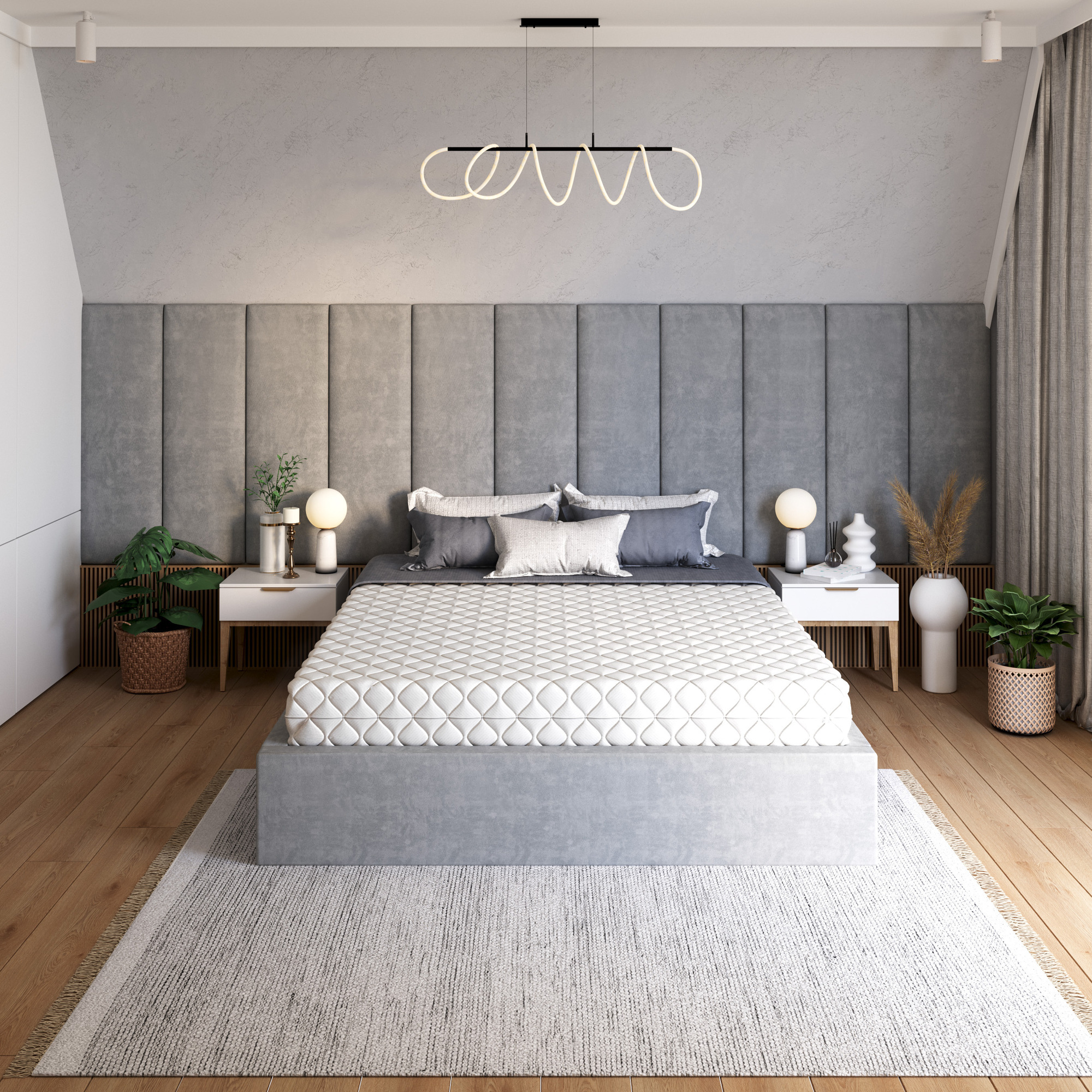 Schaumstoffmatratze KALVINO – Matratze auf einem Bett im Schlafzimmerambiente