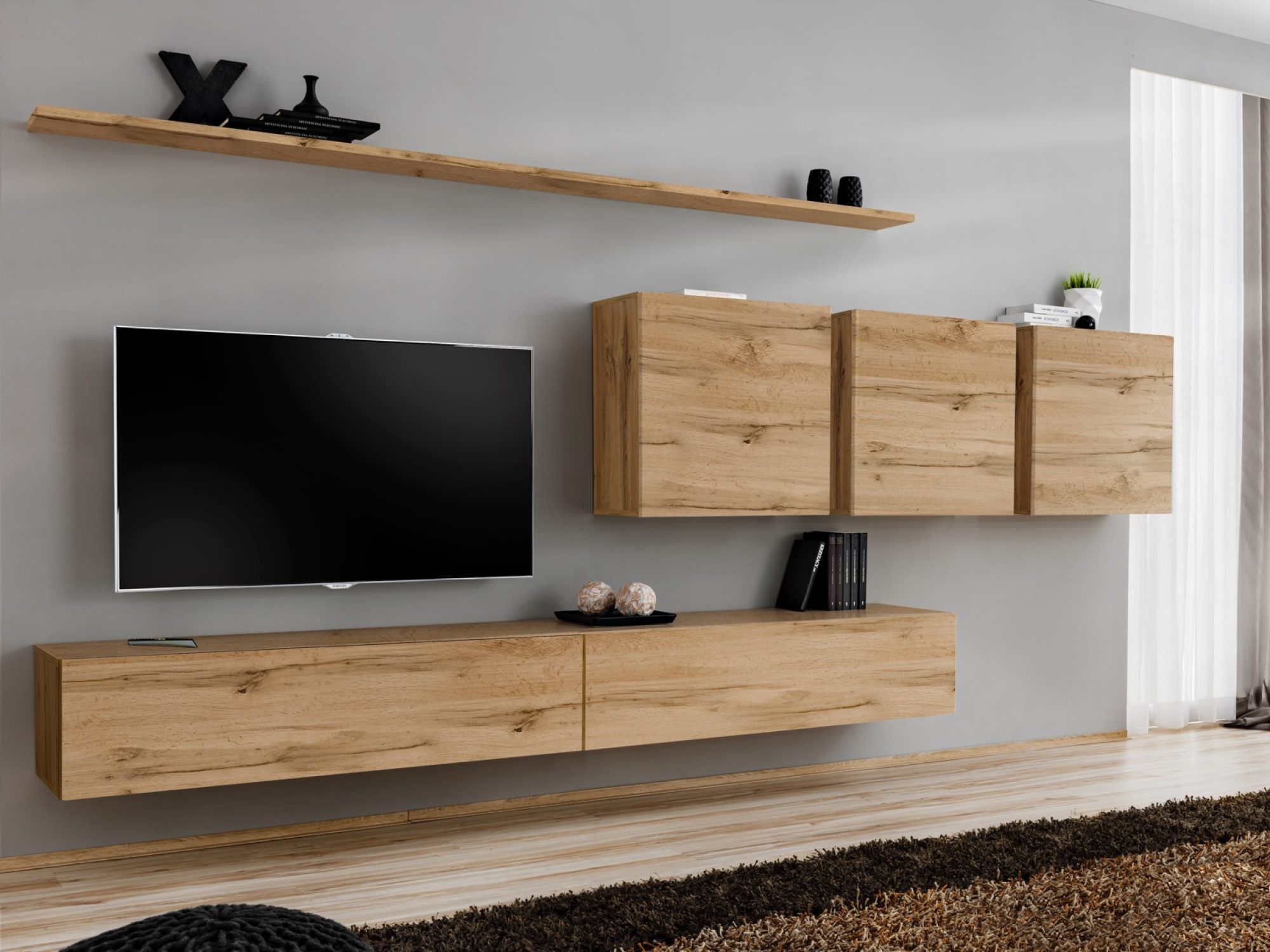 Wohnwand Kelmoro 340 cm mit 3 Schränken und 2 TV-Lowboards