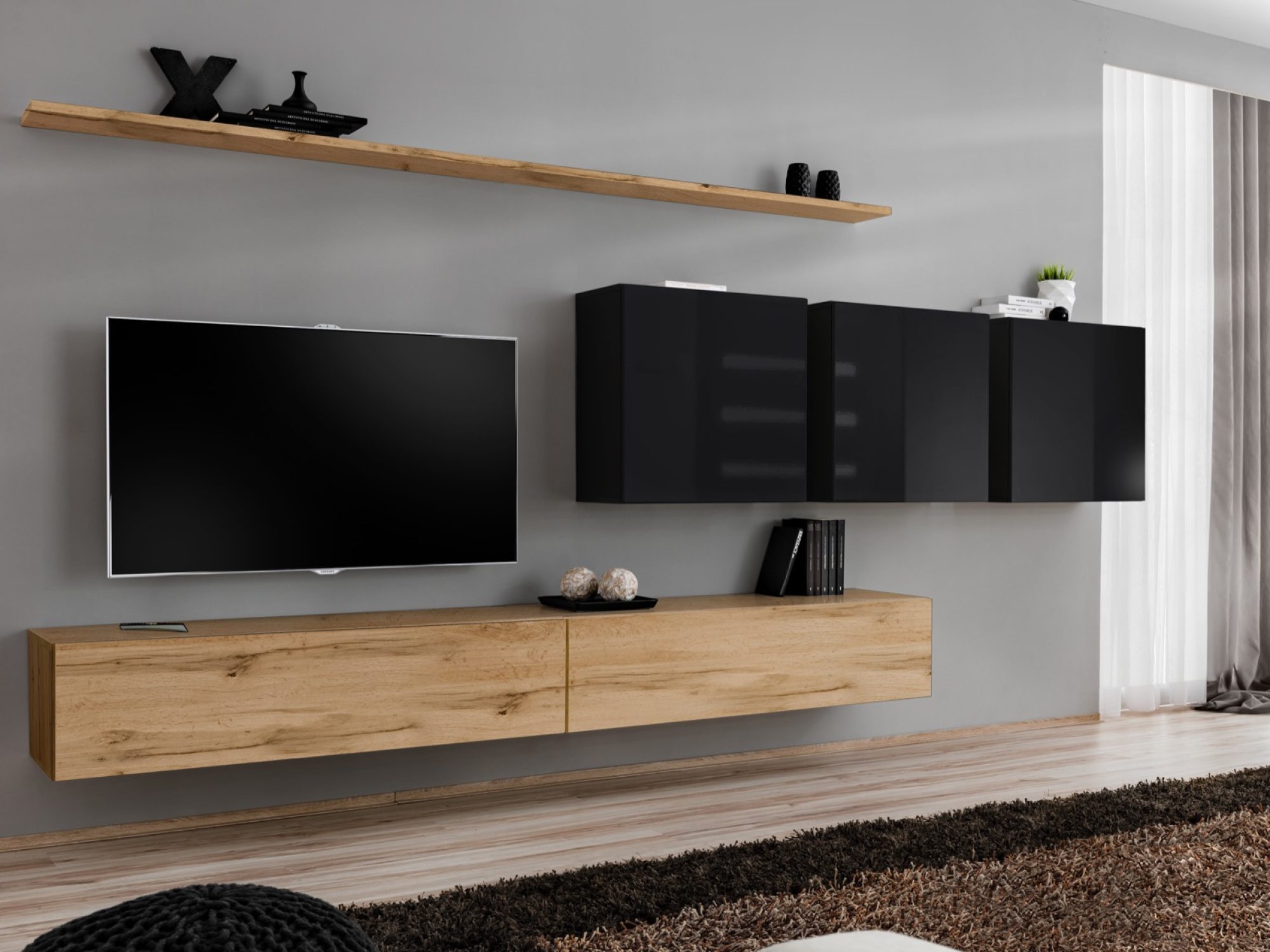 Wohnwand Kelmoro 340 cm mit 3 Schränken und 2 TV-Lowboards