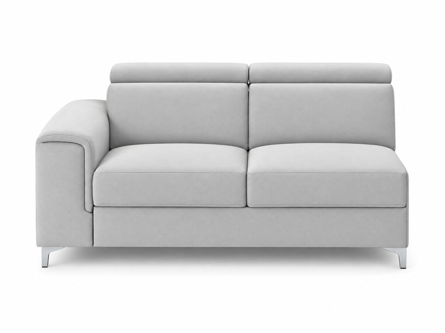 2-Sitzer-Modul Nobravio 148 cm mit Bettkasten und Armlehne, Frontansicht auf weißem Hintergrund