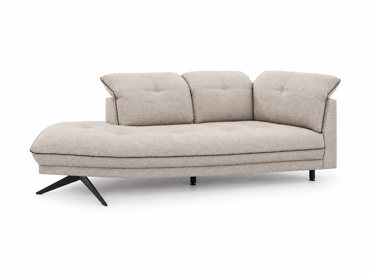Modul otoman mini bez područky na ližinách Terlavio 114 cm, pohled zepředu na bílém pozadí