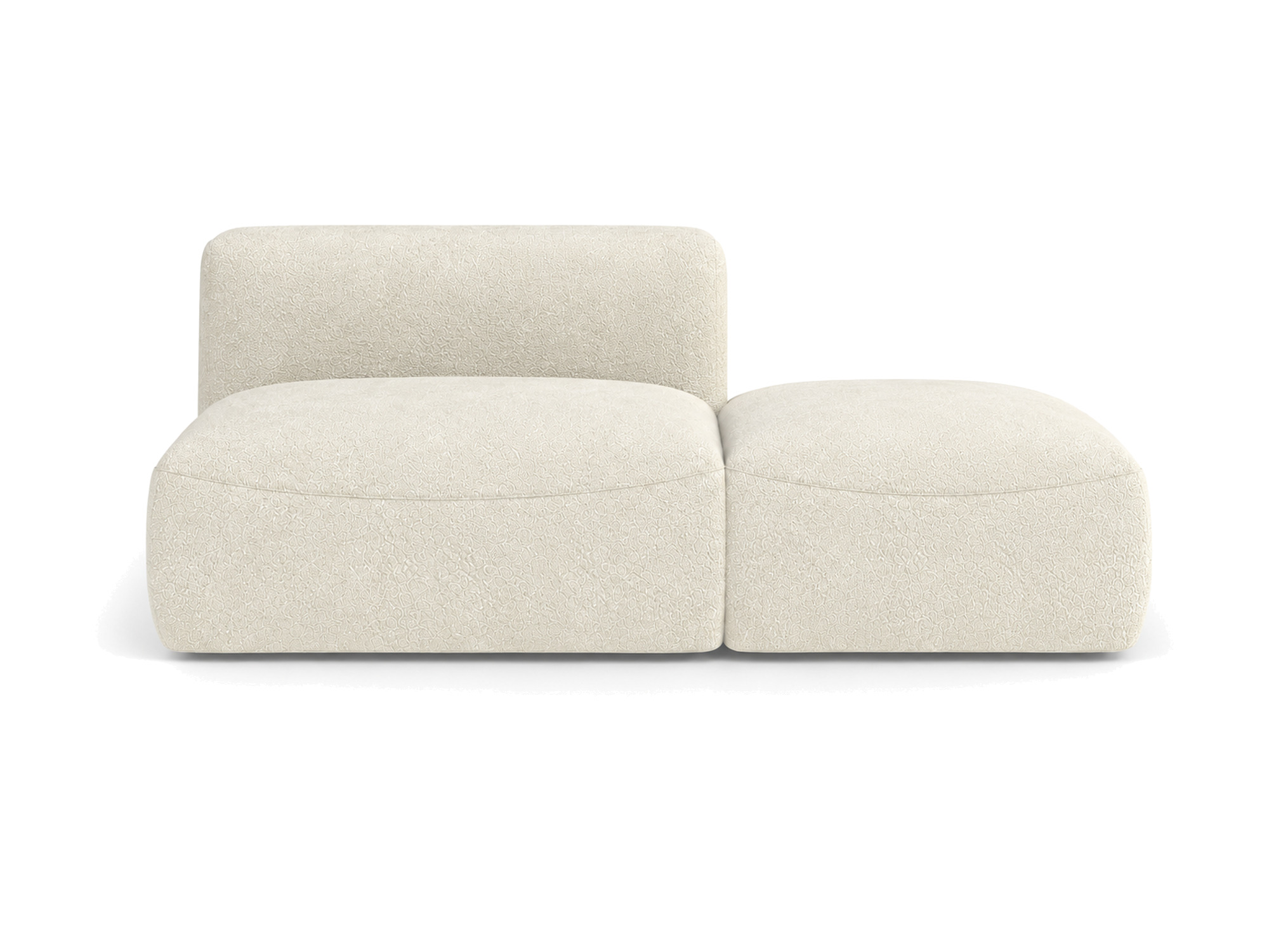 Ottomane-Modul Rovelia 92 cm, 70 cm Sitzfläche vorne, Rückenlehne dahinter, auf weißem Hintergrund