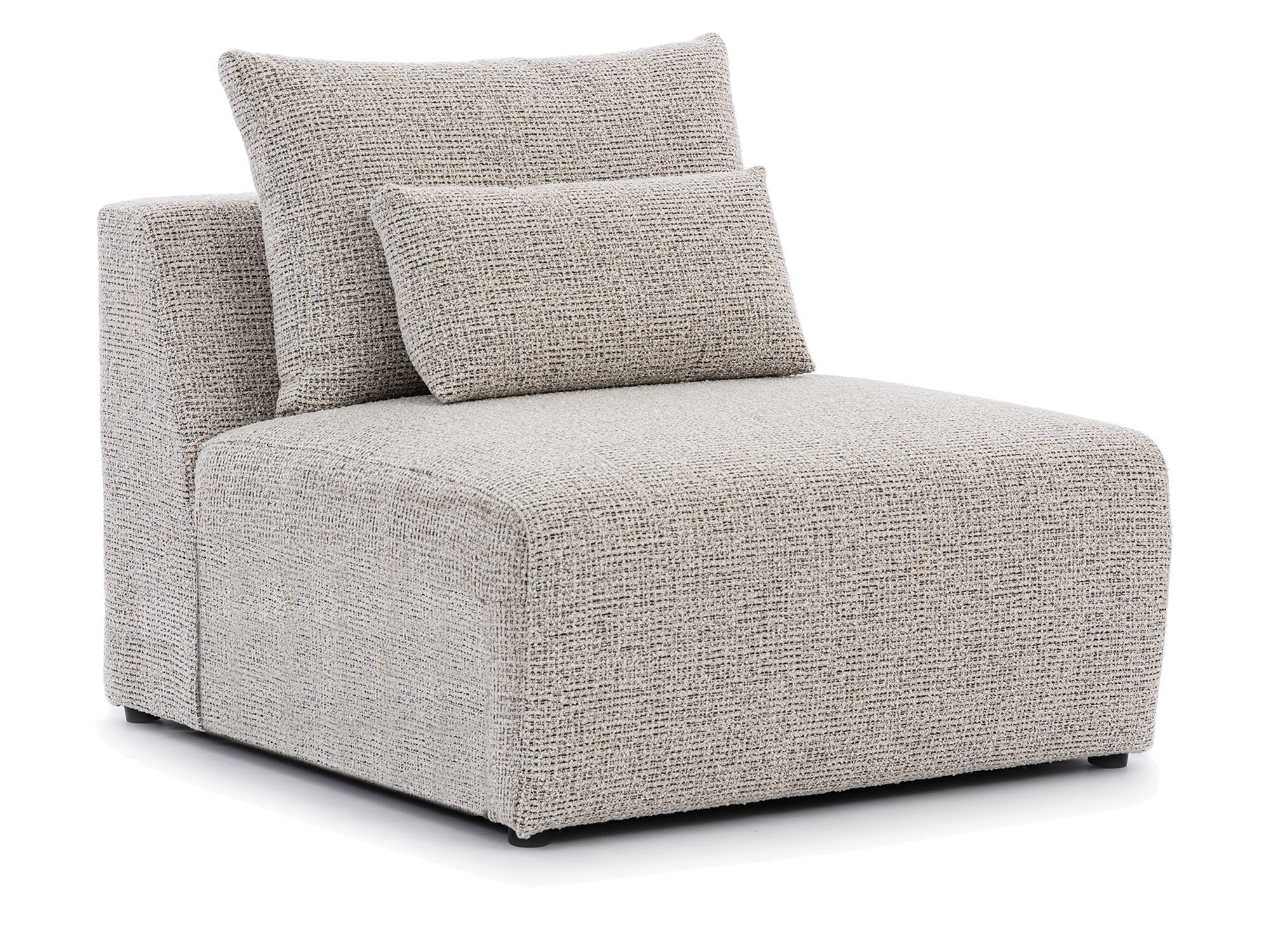 Ildaro 1,5-Sitzer Endmodul 92 cm links mit bezogener Seite, beiger Melange-Stoff auf weißem Hintergrund