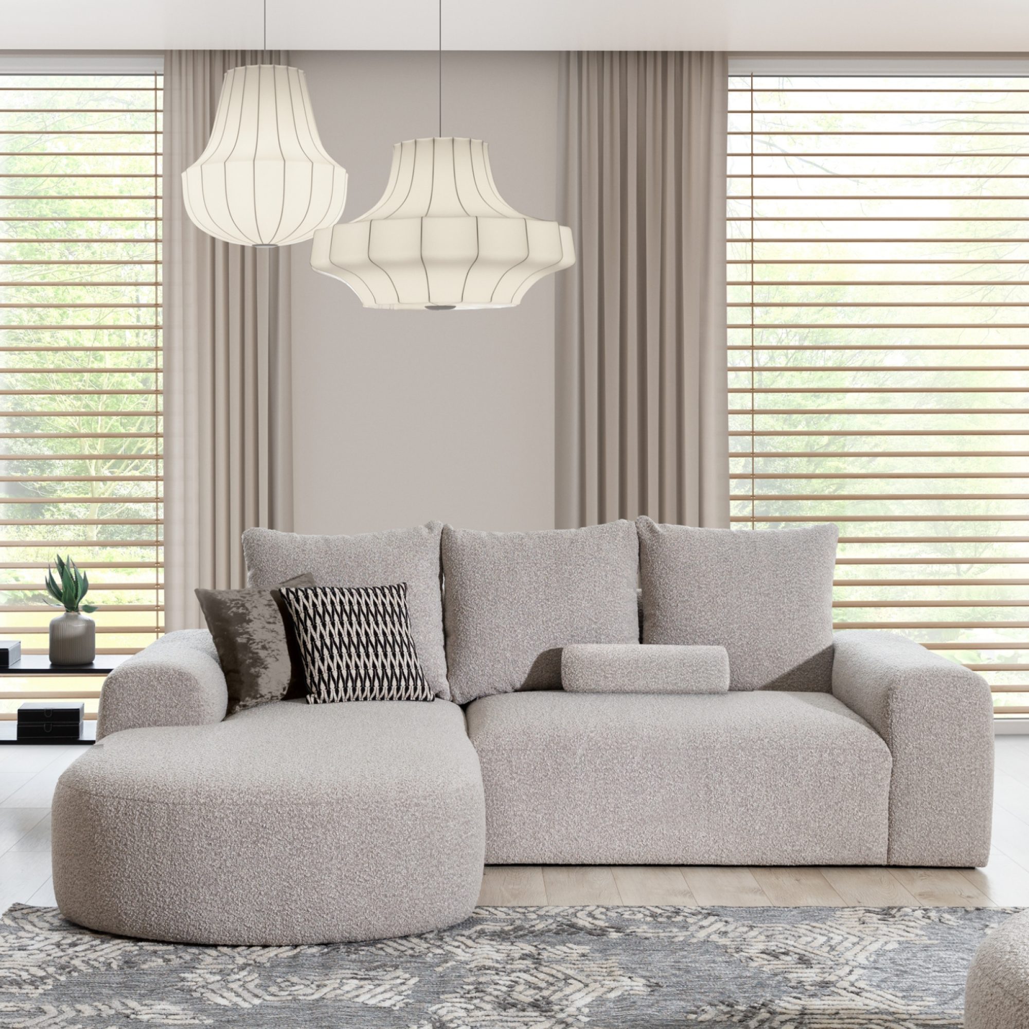 Ecksofa Brunelio mit Ottomane im Wohnzimmer