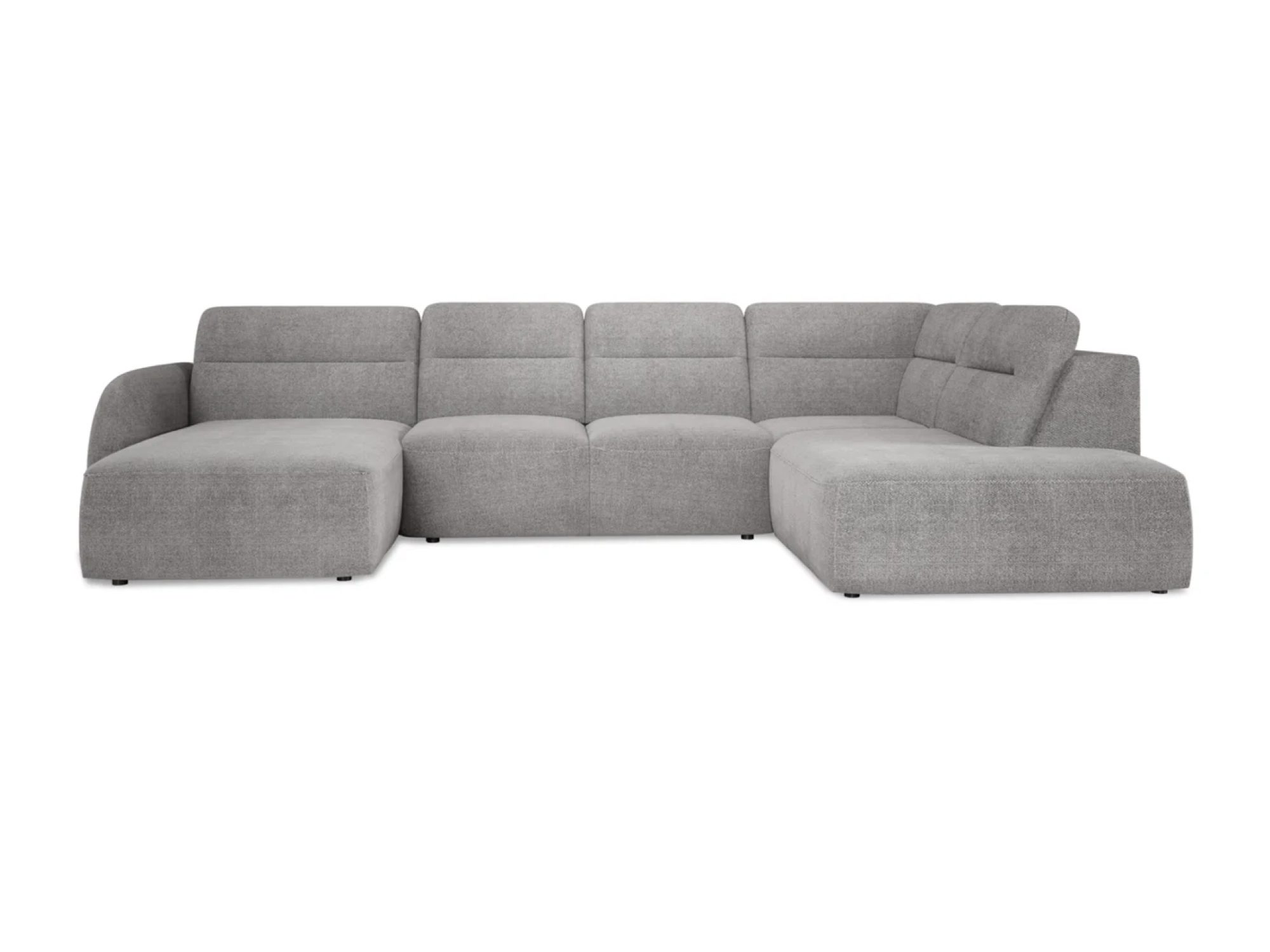 Wohnlandschaft in U-Form mit Schlaffunktion Calverio 351 cm hellgrau