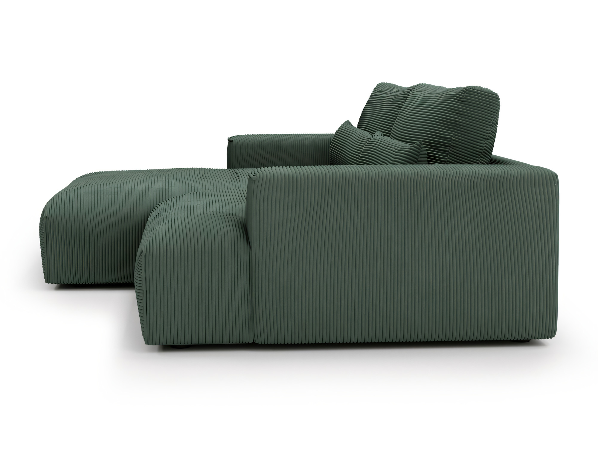 Rohová sedačka Falvina z boku – profil opěradla a pevné područky