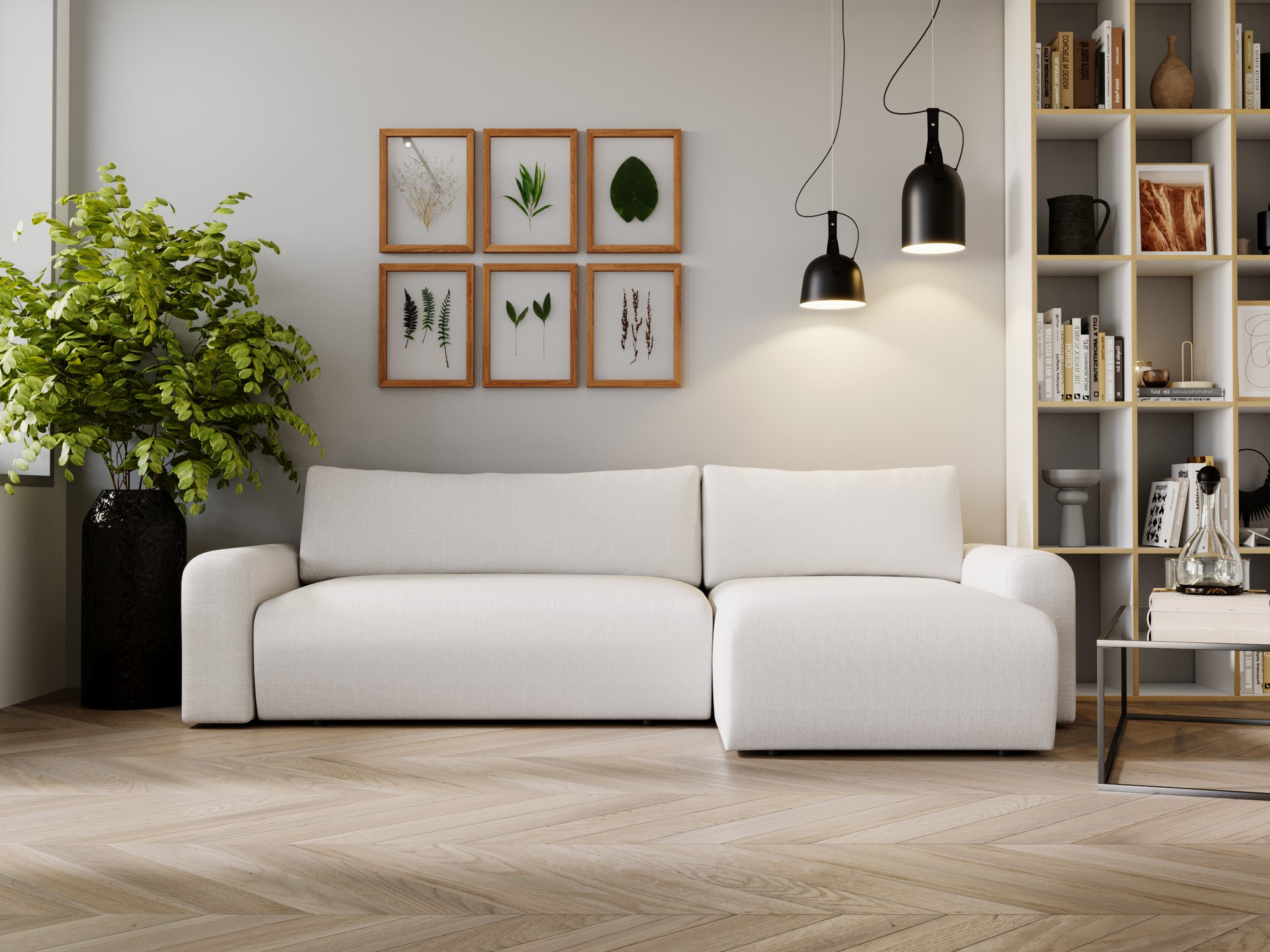 Ecksofa mit Schlaffunktion Bettkasten Figvero 246 cm Creme Universell – Ansicht 5