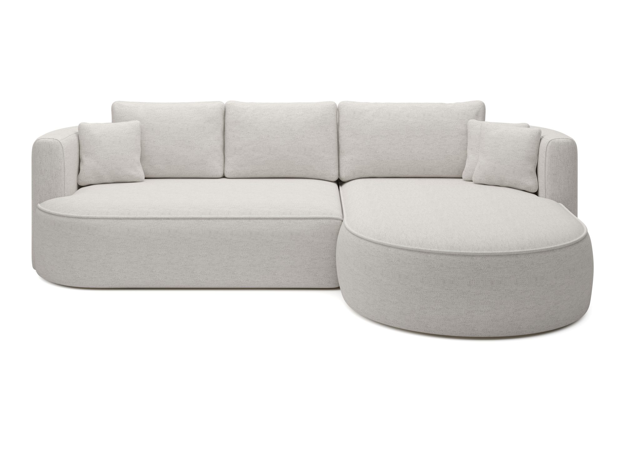 Ecksofa Florviano 284 cm mit abgerundeter Ottomane – Frontansicht