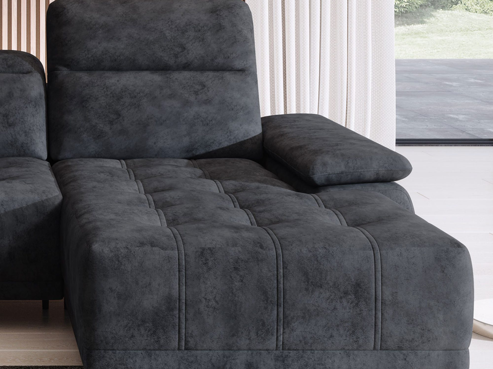 Rohová sedací souprava Fokero 277 cm – boční pohled
