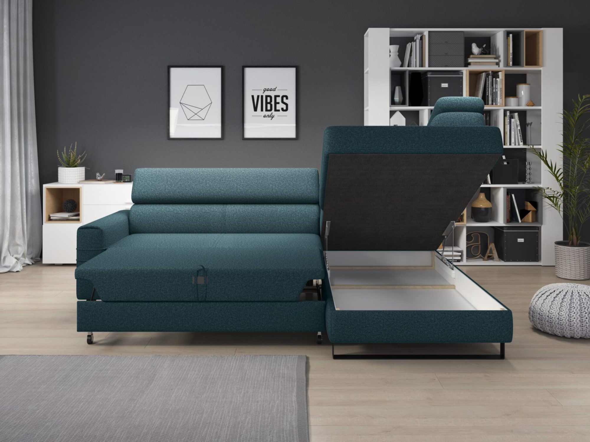 Ecksofa Livaro 249 cm mit Schlaffunktion