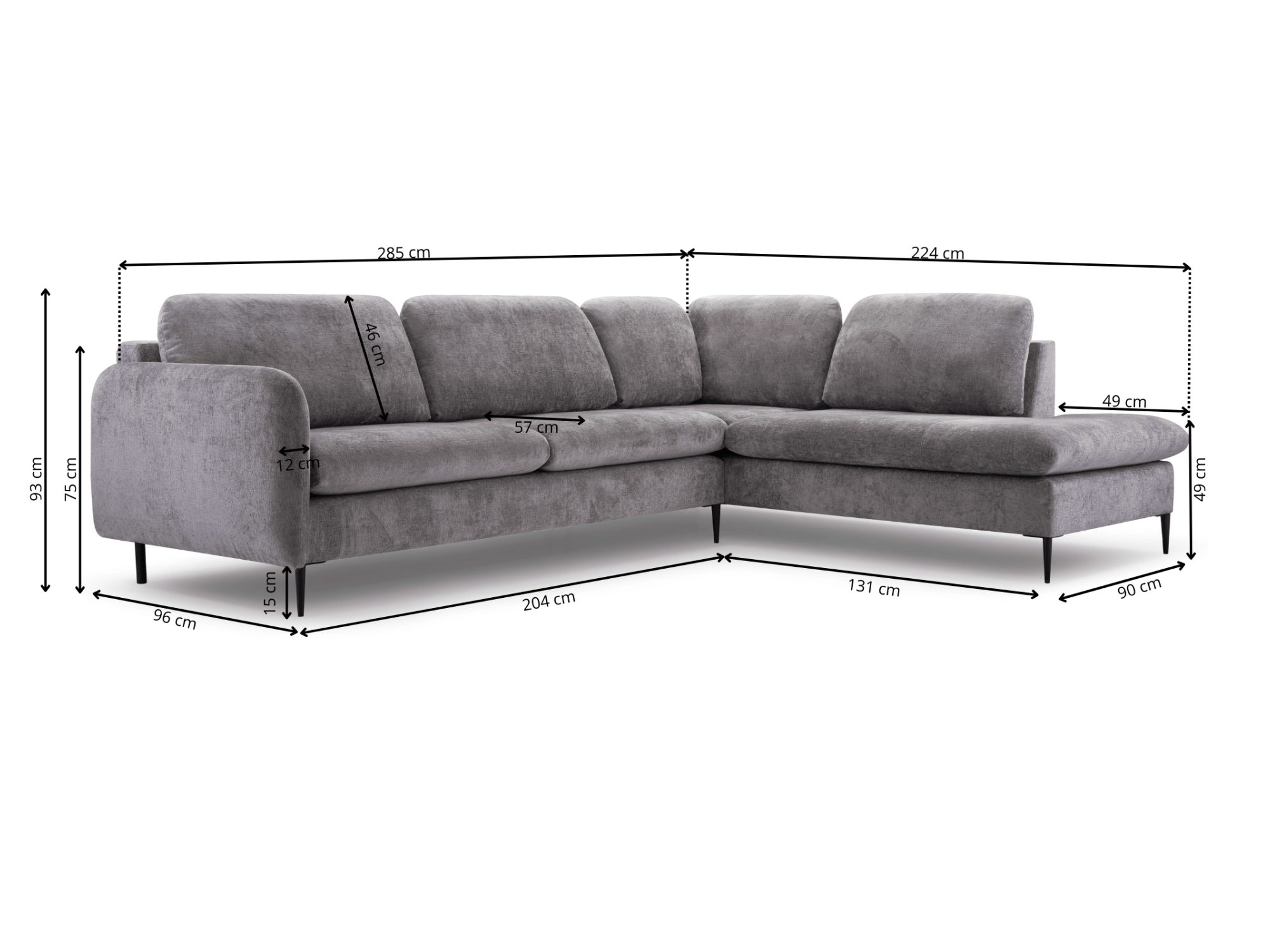 Ecksofa Marzelo – Maßzeichnung