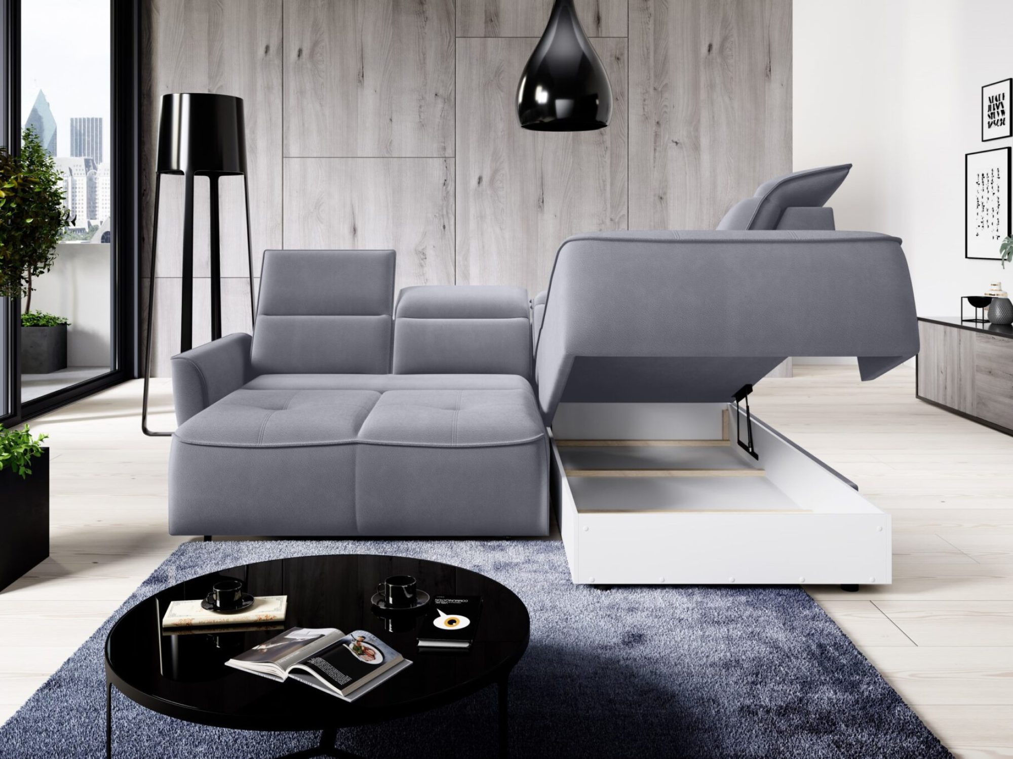 Ecksofa Murviano 261 cm mit Schlaffunktion