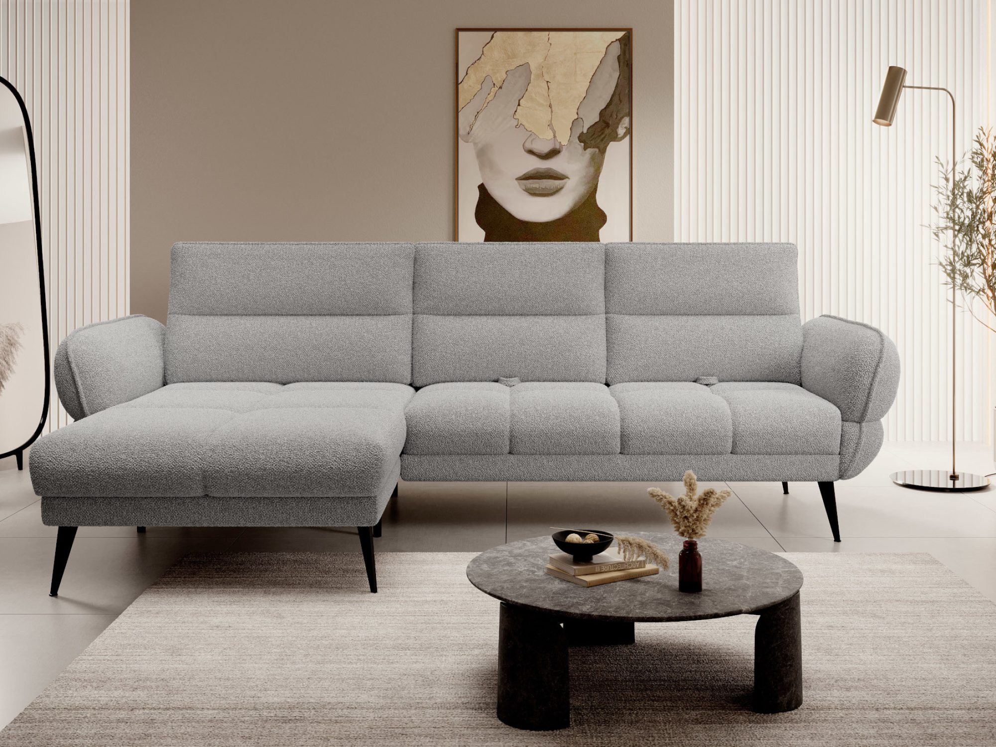 Rohová sedací souprava Venessio 288 cm – pohled zepředu