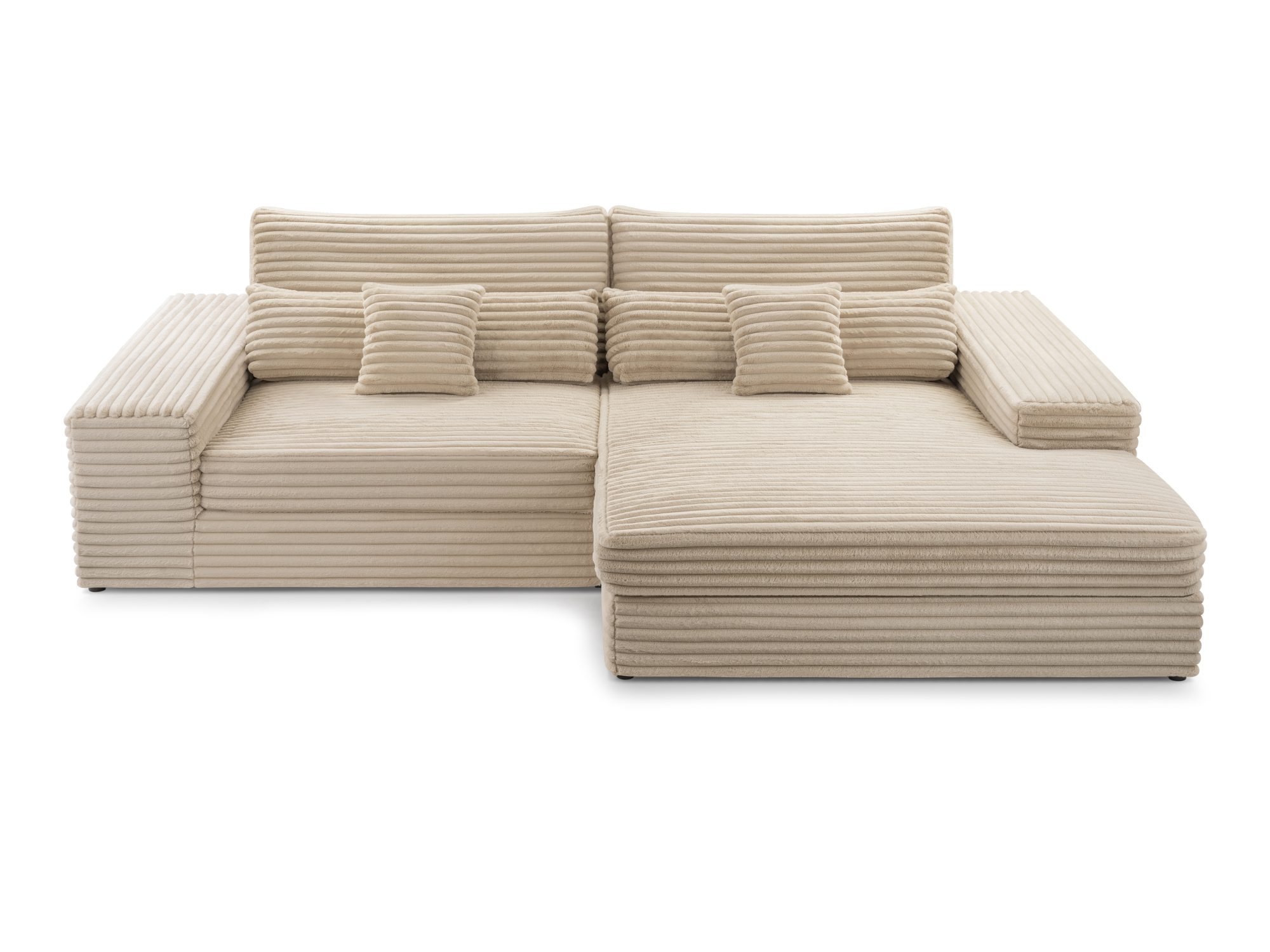 Universal-Ecksofa Novera in beigem Cord – Frontansicht