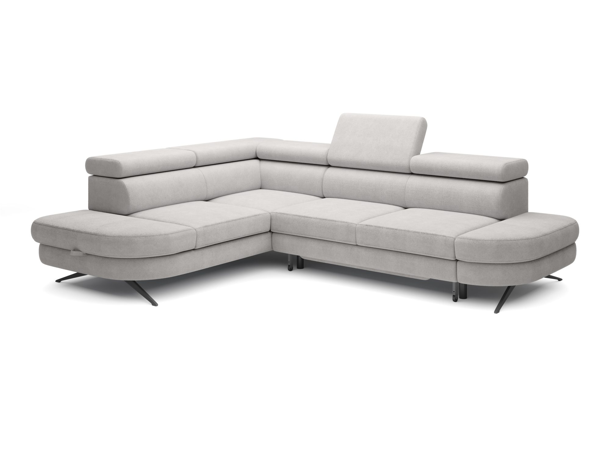 Ecksofa mit Schlaffunktion Otviro 276 cm vor weißem Hintergrund
