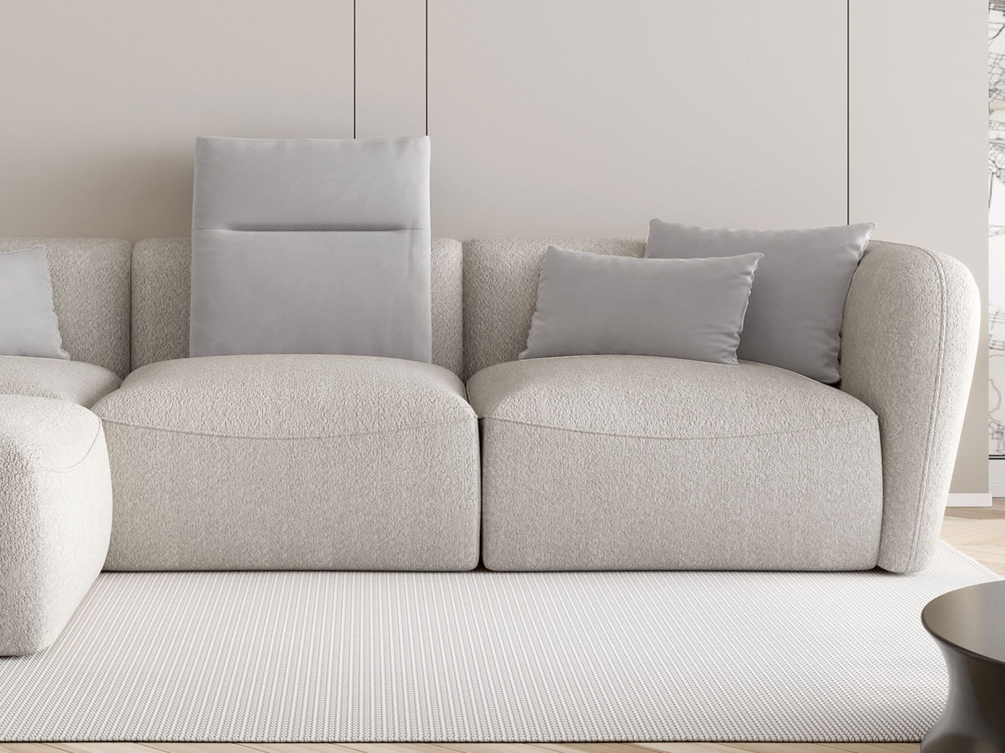 Ecksofa Rovelia 308 cm im Wohnzimmer-Arrangement
