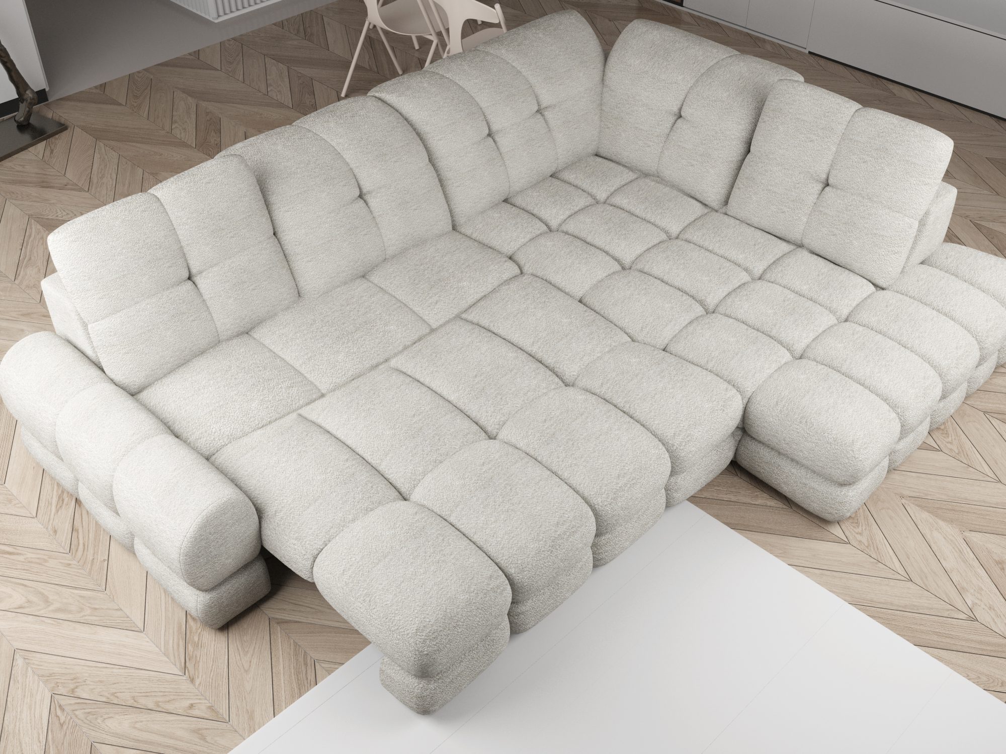 Ecksofa Tolvaro 302 cm mit ausgezogener Schlaffläche