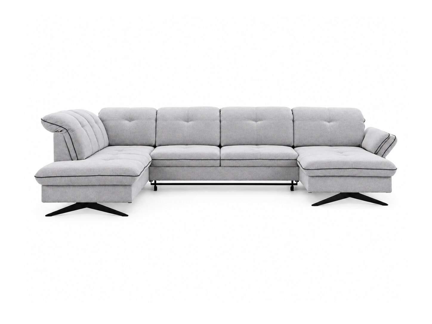 U-Sofa Trevalio, 365 cm, mit zwei Ottomane und Metallkufen vor weißem Hintergrund