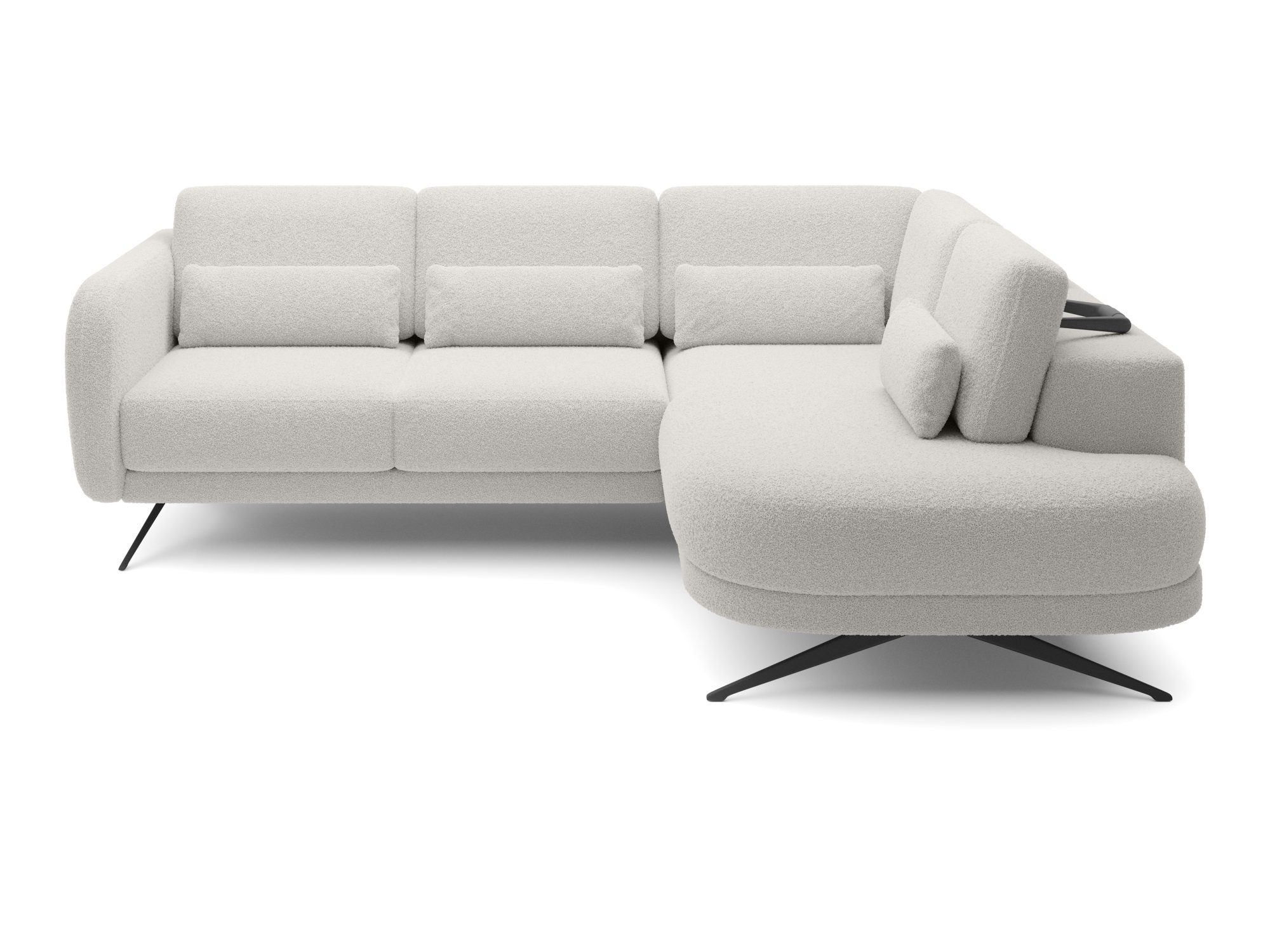 Beiges Ecksofa Ilviano 248 cm, Frontansicht auf weißem Hintergrund