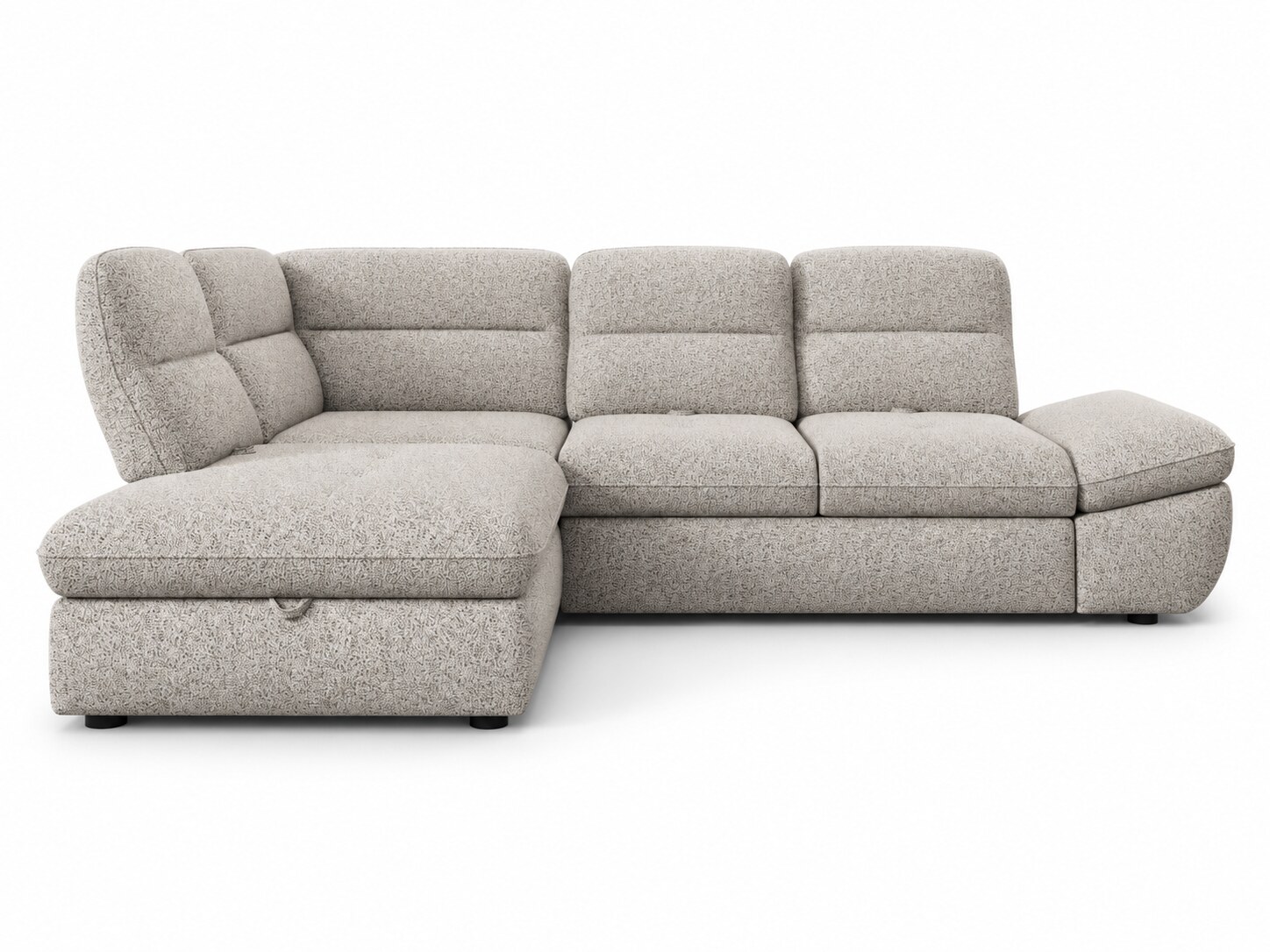 Ecksofa Galvero 270 cm mit Schlaffunktion vor weißem Hintergrund – Frontansicht