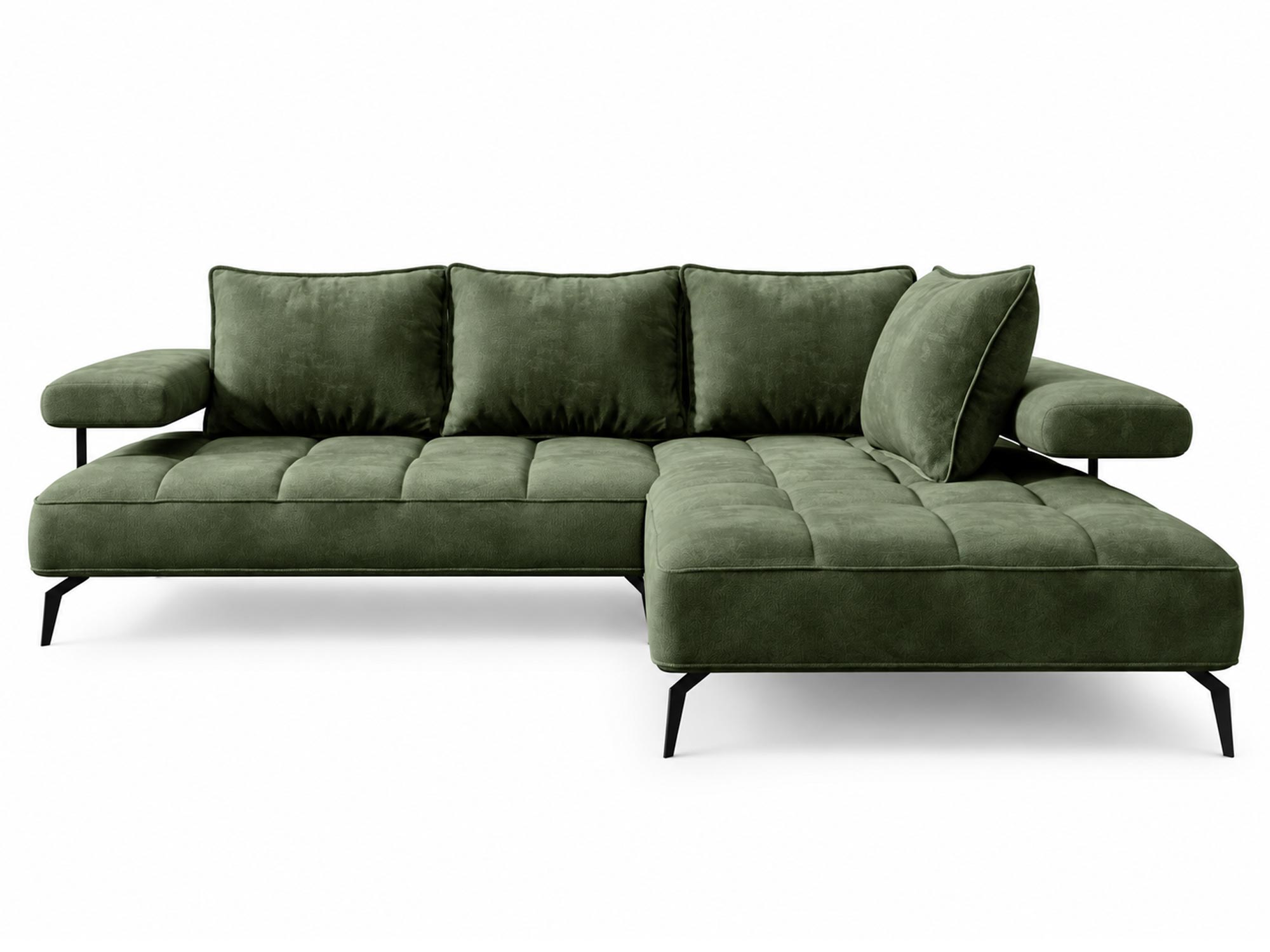Ecksofa mit Schlaffunktion und Auszug Montvero 262 cm vor weißem Hintergrund – Frontansicht