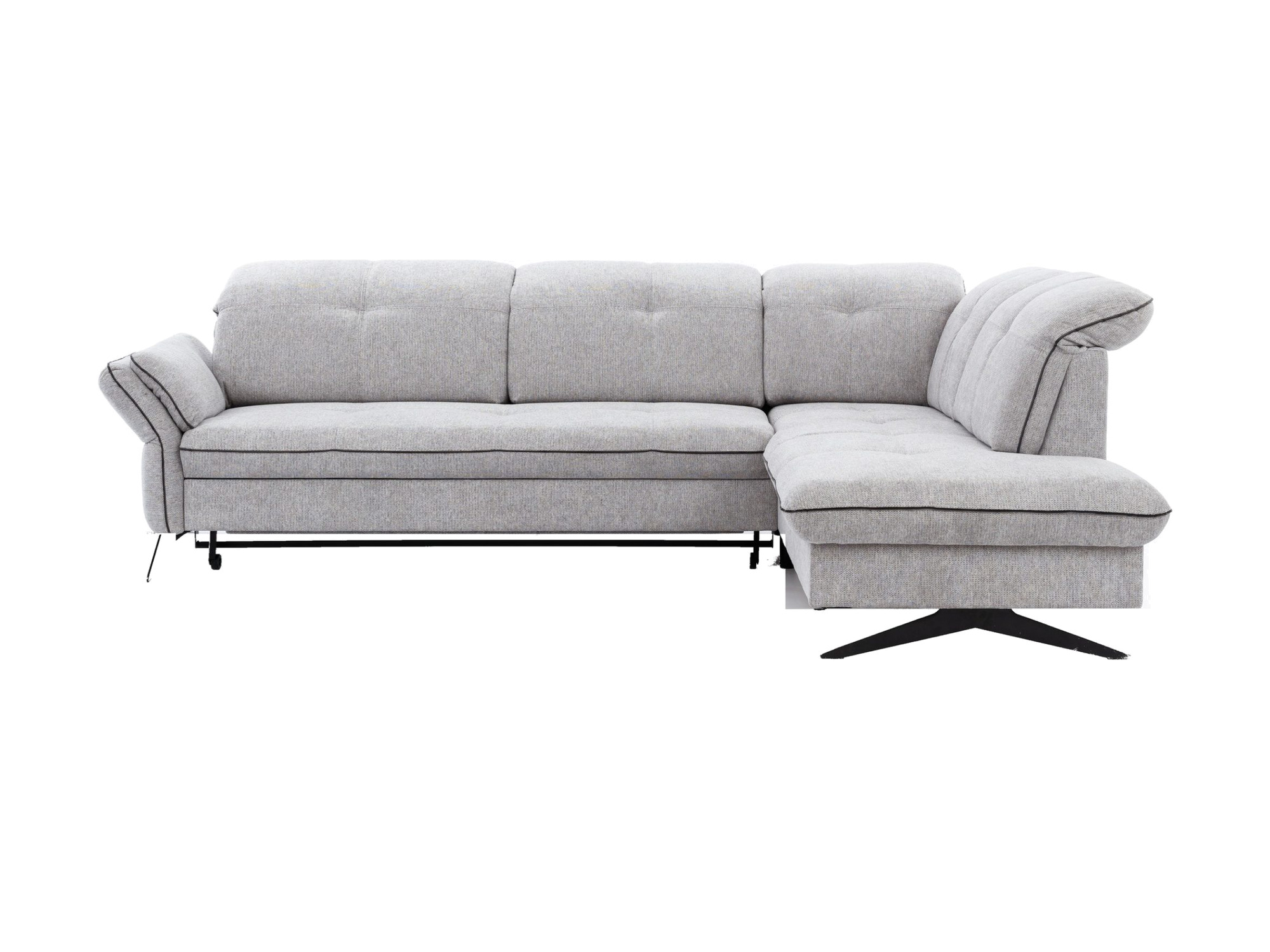Ecksofa Trevalio mit Schlaffunktion, 280 cm, auf Metallkufen vor weißem Hintergrund