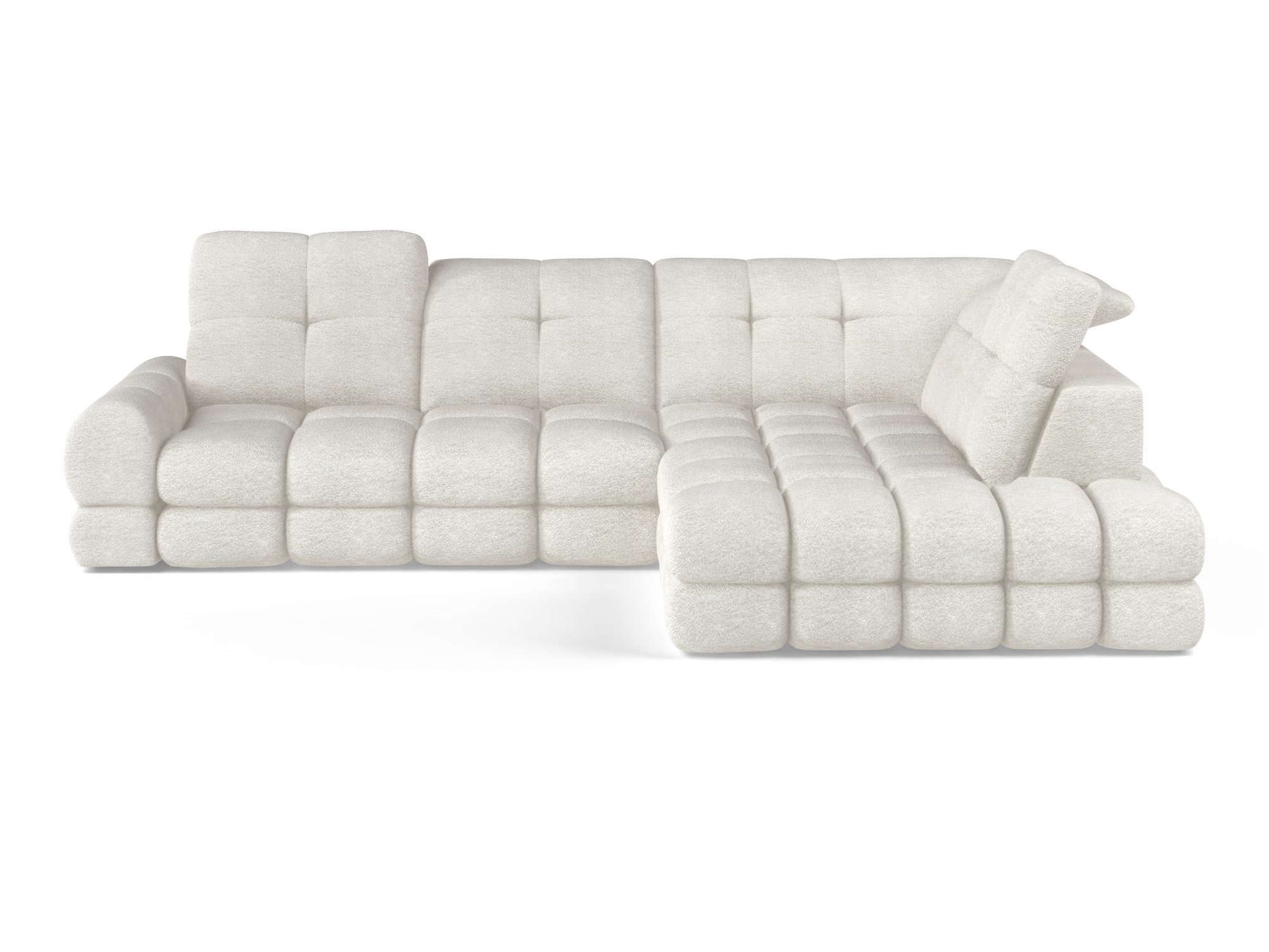 Ecksofa Tolvaro 302 cm in Frontansicht vor weißem Hintergrund