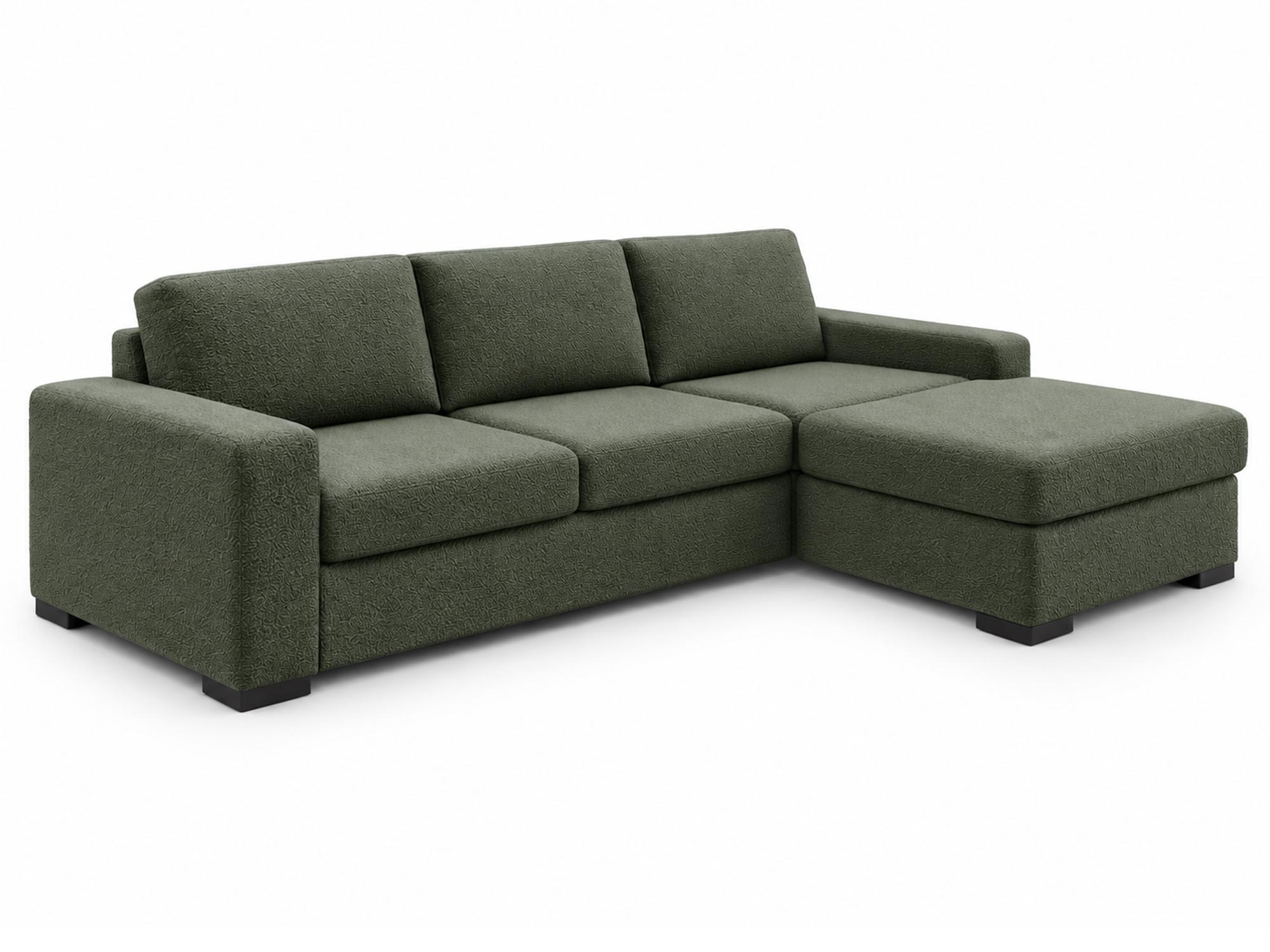 Ecksofa Vanvero mit Chaiselongue und breiten Armlehnen – Schrägansicht
