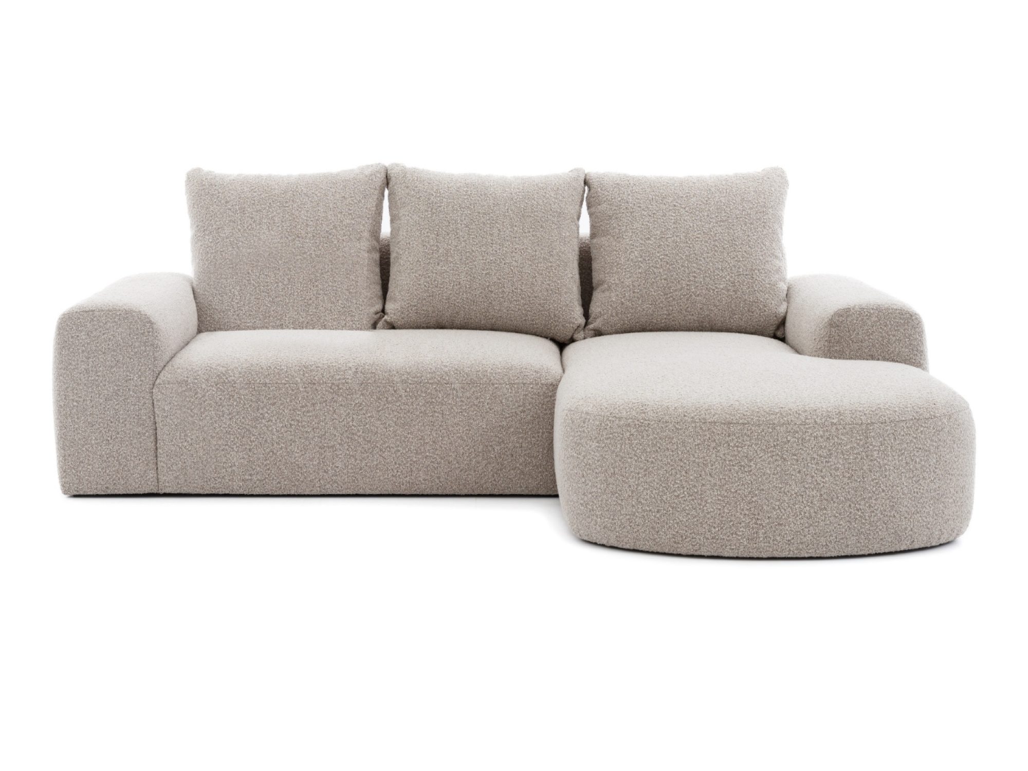 Ecksofa Brunelio mit Ottomane, 255 cm, vor weißem Hintergrund