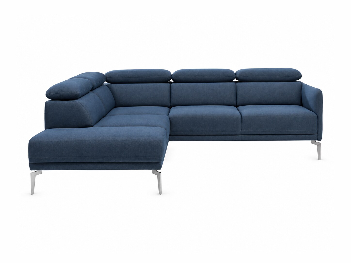 Ecksofa Zolvento mit Ottomane und verstellbaren Kopfstützen, 254 cm, vor weißem Hintergrund
