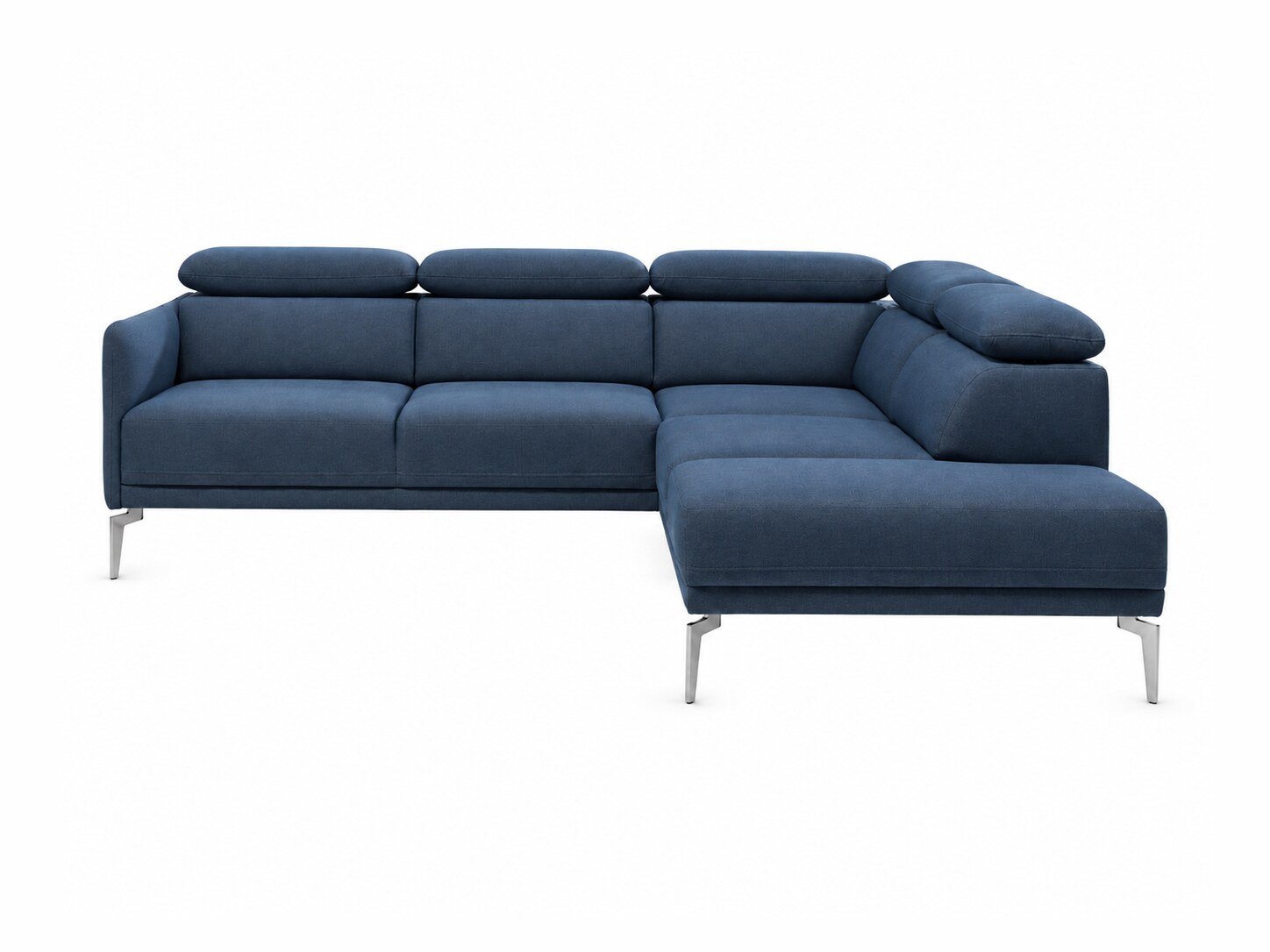 Ecksofa Zolvento, 254 cm, mit Ottomane und verstellbaren Kopfstützen vor weißem Hintergrund