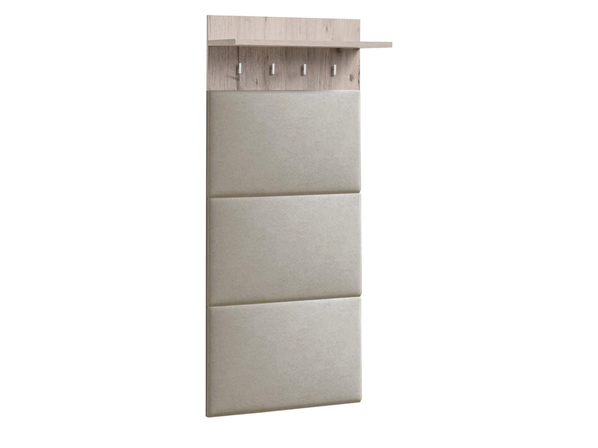 Čalouněný panel s policí a 4 háčky Melvoro 60 cm dub Wellington béžový