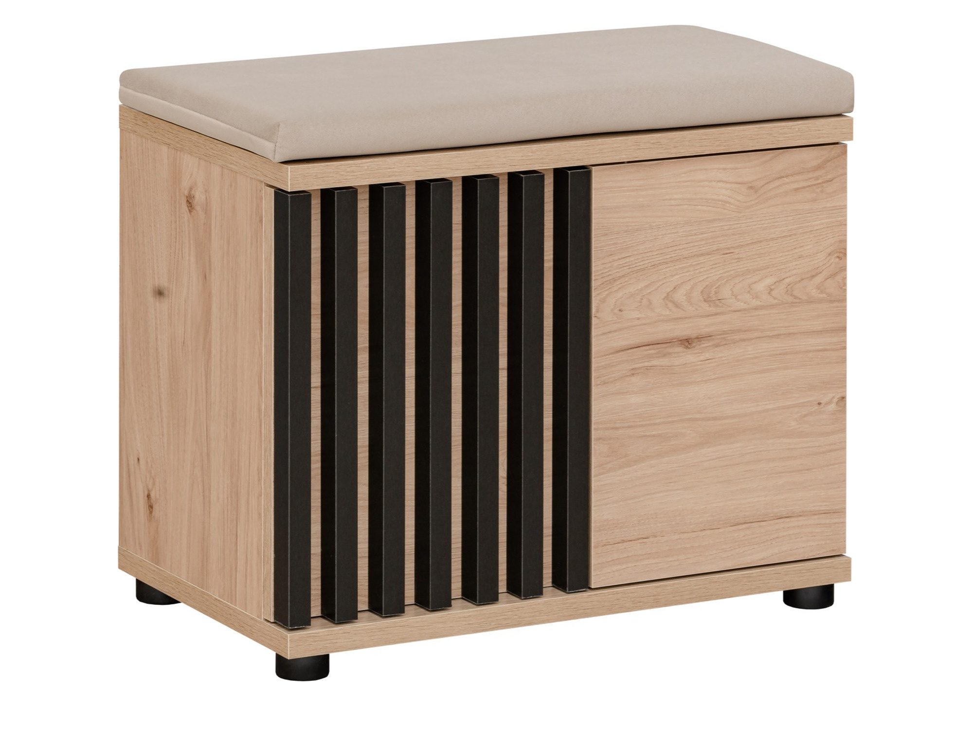 Szafka na buty z siedziskiem Pedrivo 60 cm Hickory Jackson czarne lamele
