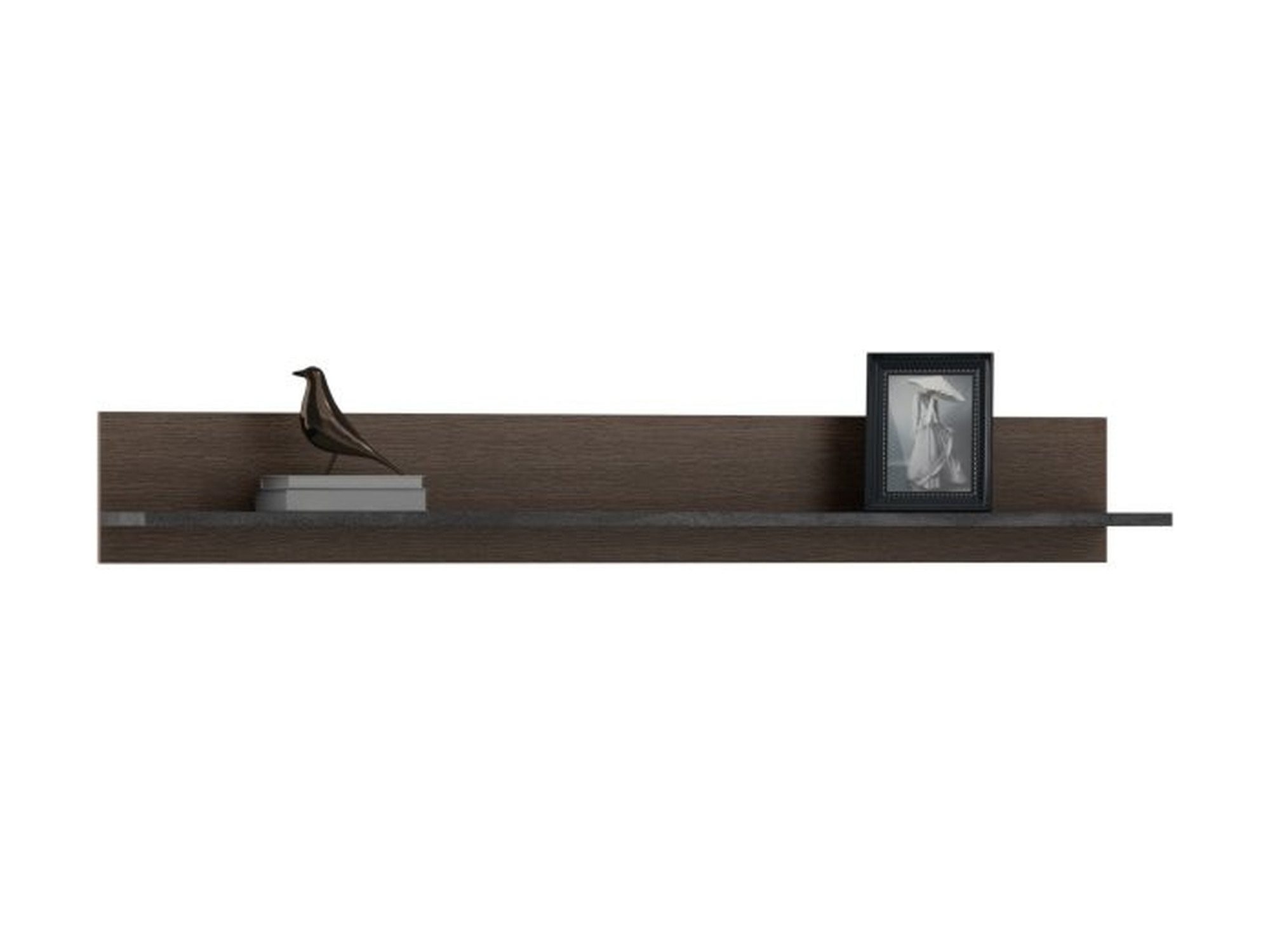 Dunkelbraunes Regal mit Dekoration