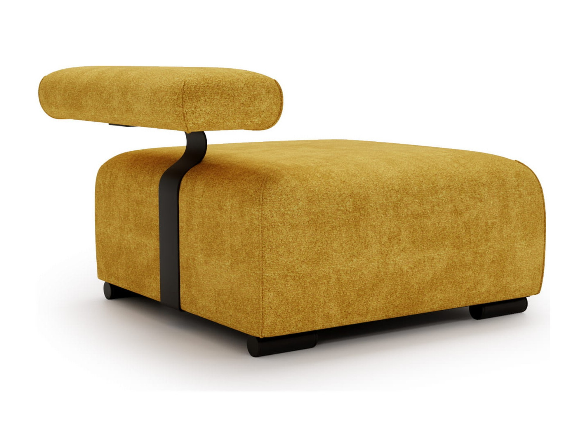 Hocker Opvero mit Armlehne Opvero 78 cm (separates Produkt) auf schwarzem Metallträger – Schrägansicht