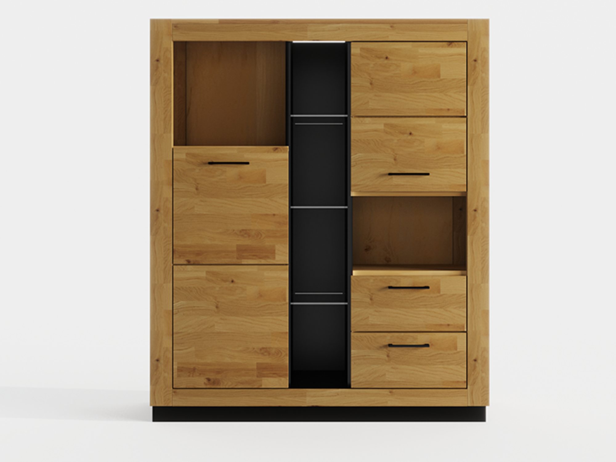 Eichenregal Renvano 146 cm Eiche und Schwarz – Bild 3
