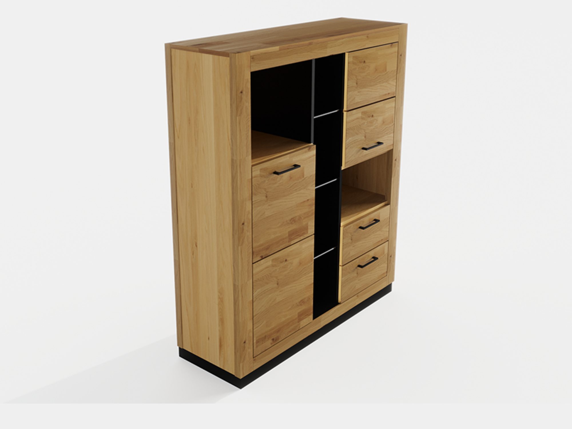 Eichenregal Renvano 146 cm Eiche und Schwarz – Bild 4