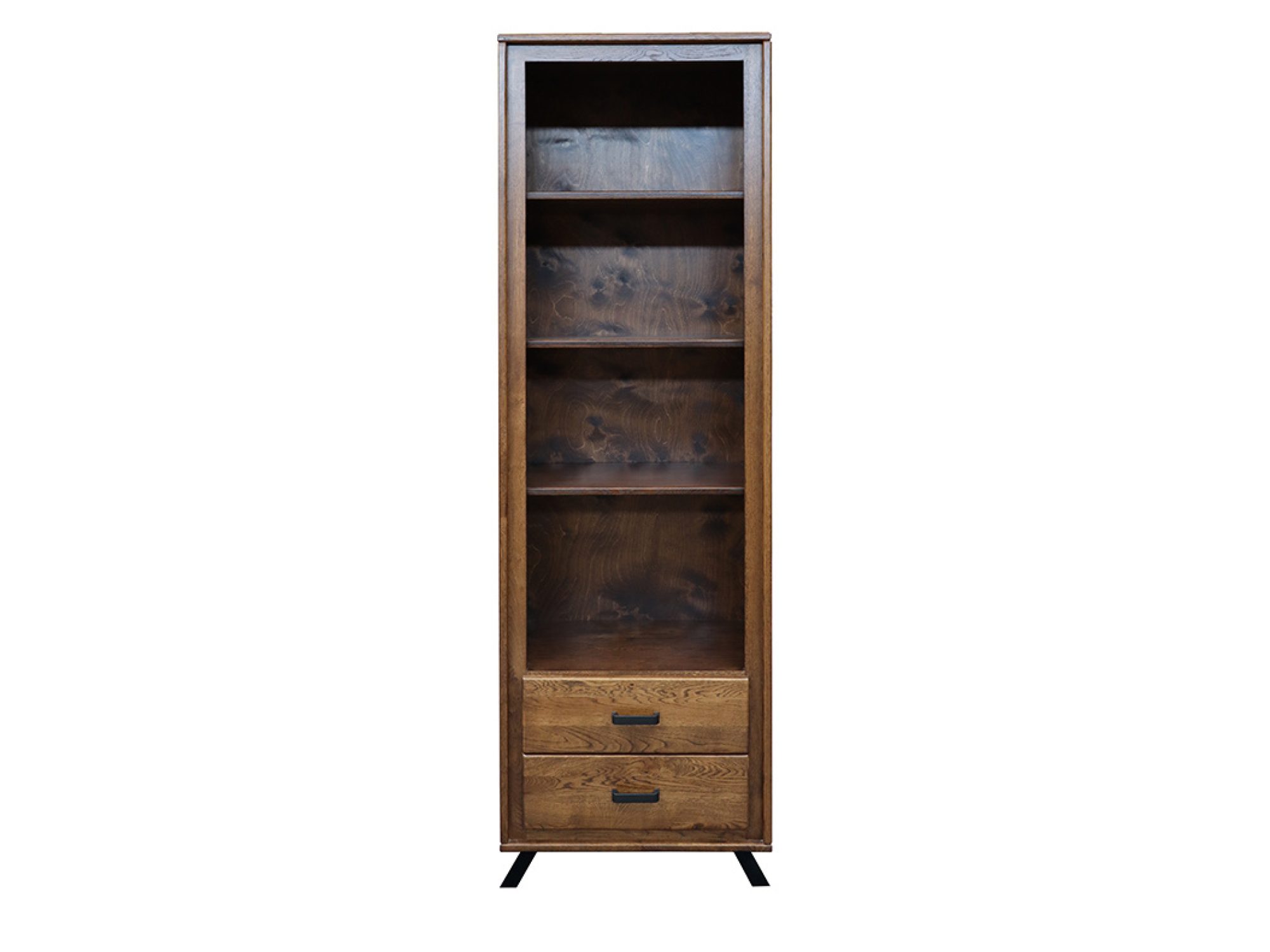 Holzregal ALAMOS LOFT 61 cm mit drei Böden und zwei Schubladen, Frontansicht
