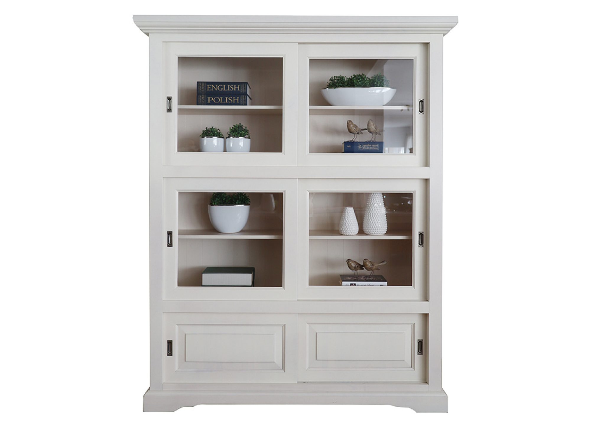 Vitrinenschrank LOGAN 156 cm mit Schiebetüren, Frontansicht