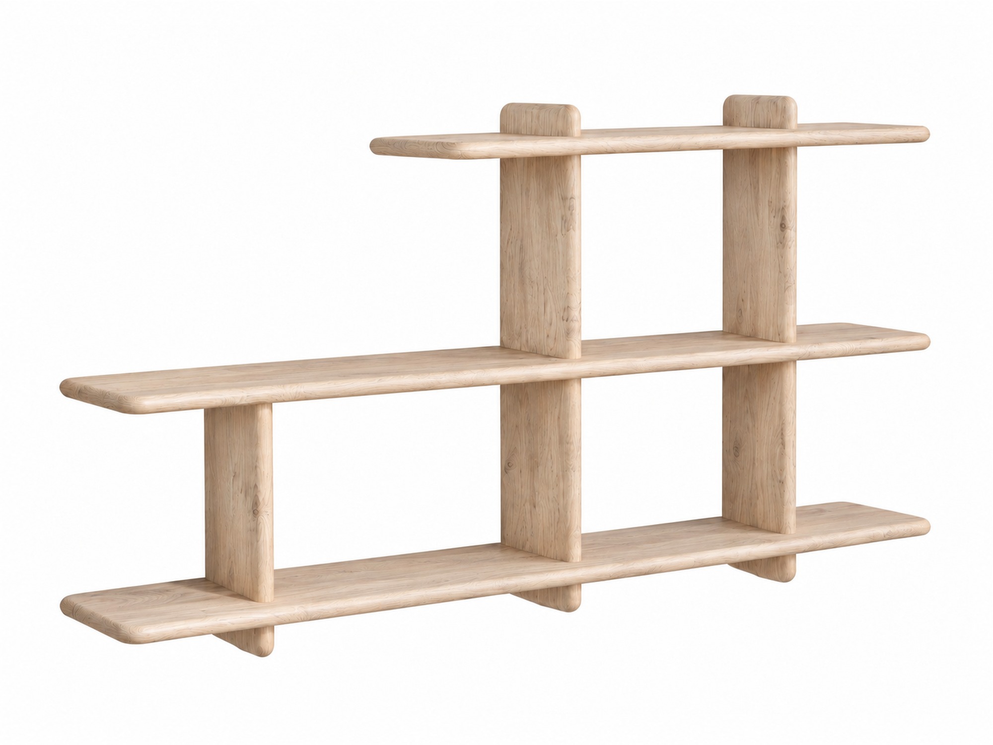 Modulares Hängeregal Valdaro 140x66 cm in Eiche gebleicht – Produktfoto vor weißem Hintergrund
