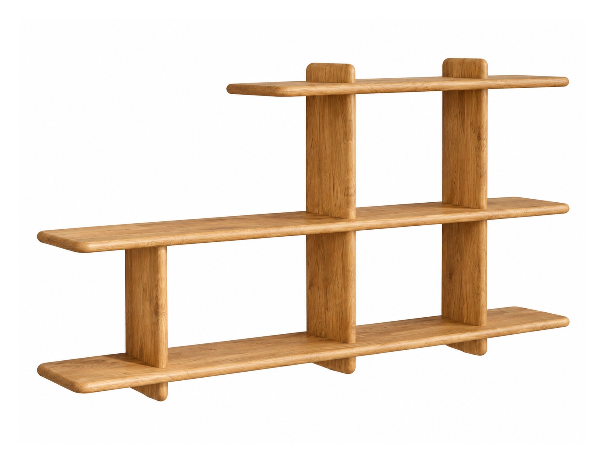 Modulares Hängeregal Valdaro 140x66 cm in Eiche natur – Produktfoto vor weißem Hintergrund