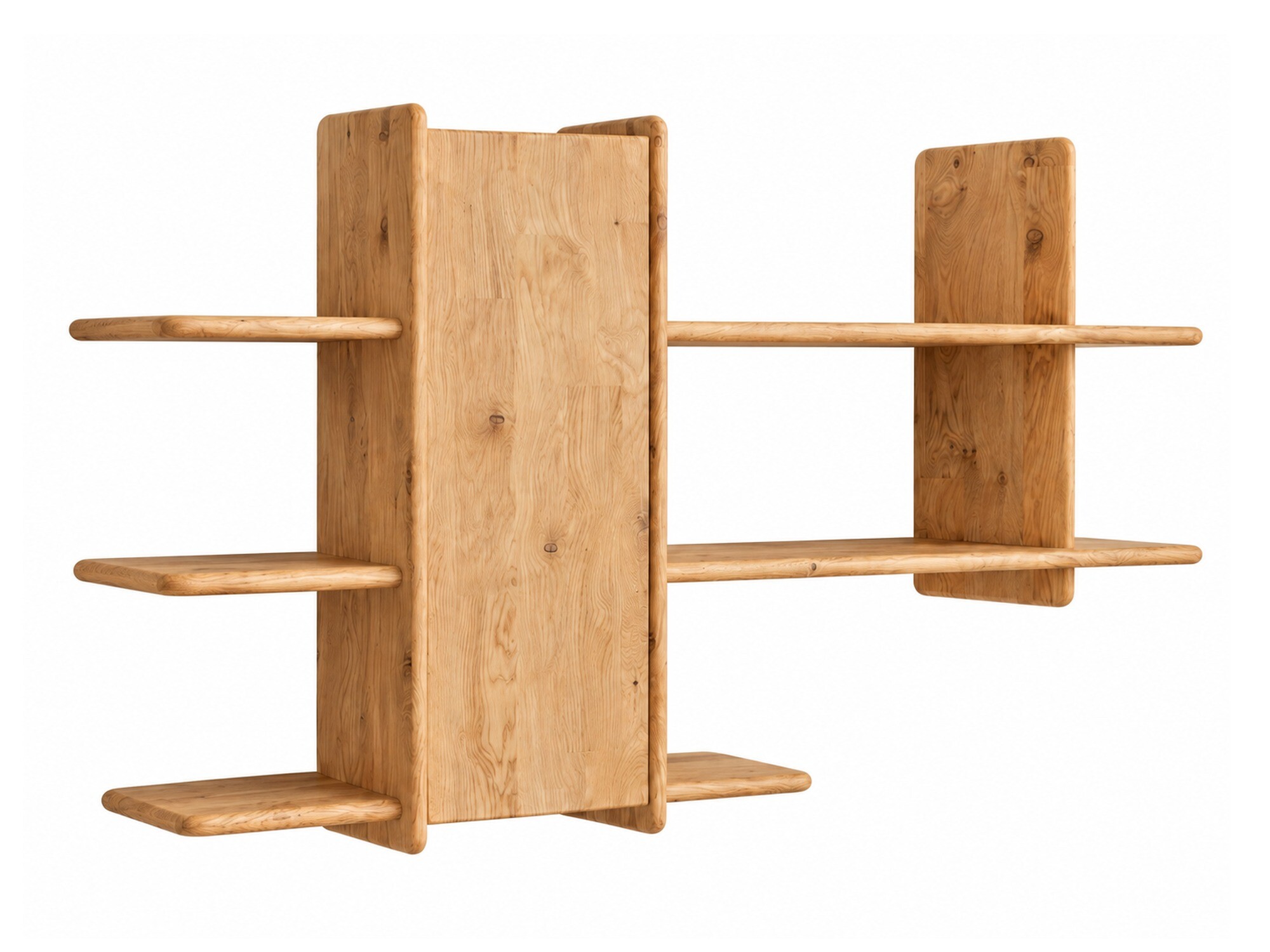 Wandregal Valdaro mit Schrank 140x86 cm in Eiche Natur – Produktfoto auf weißem Hintergrund
