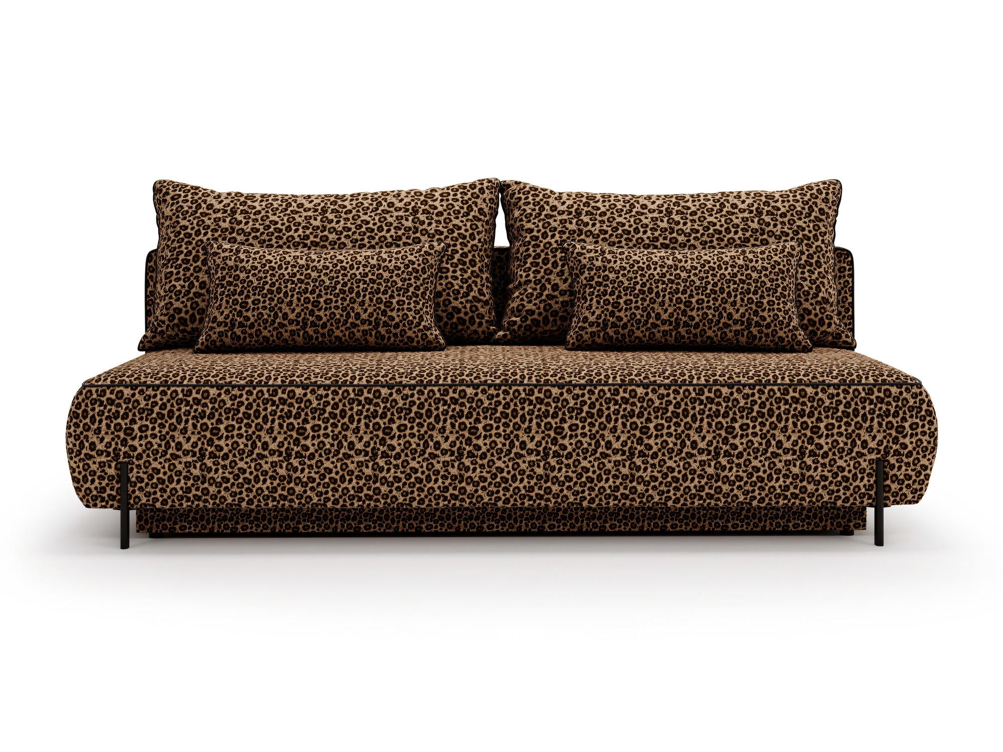 Dreisitzer-Sofa Canvio mit Stauraum und braunem Stoffbezug, Vorderansicht vor weißem Hintergrund