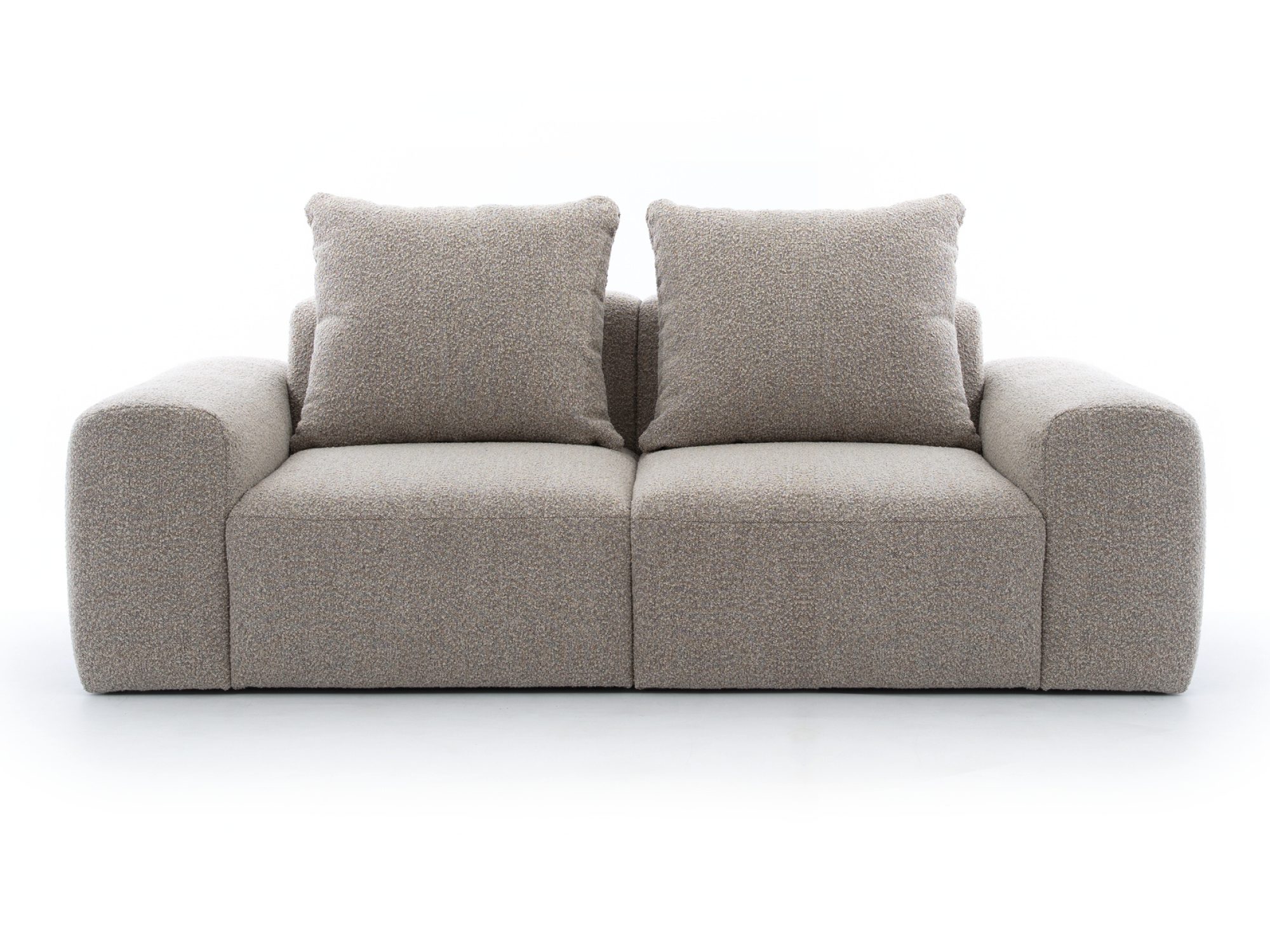 2-Sitzer-Sofa Brunelio in hellgrau-beigem Stoff – Frontansicht