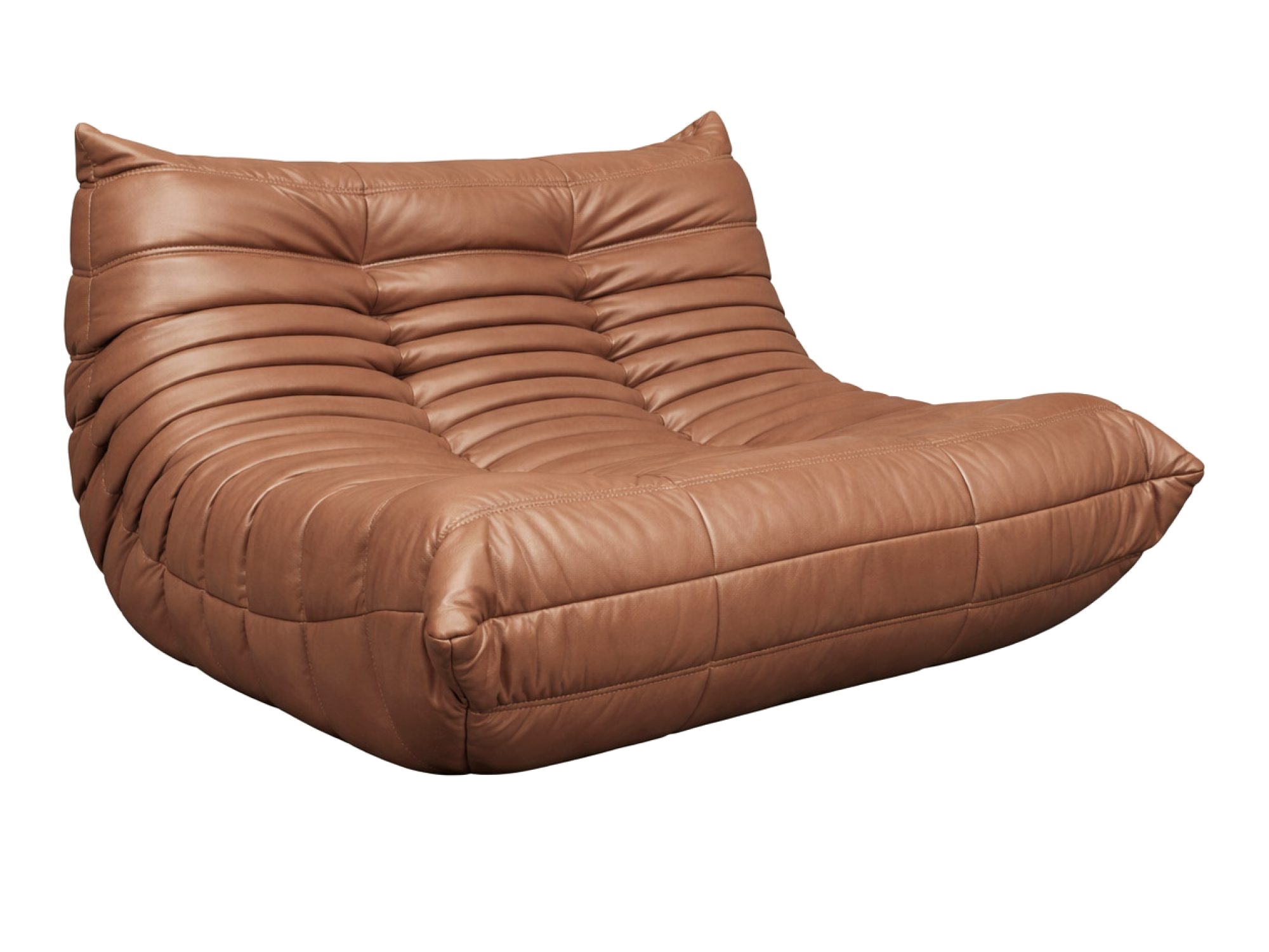 Zweisitzer-Sofa aus Kunstleder, 130 cm, in Karamellbraun – Zenith
