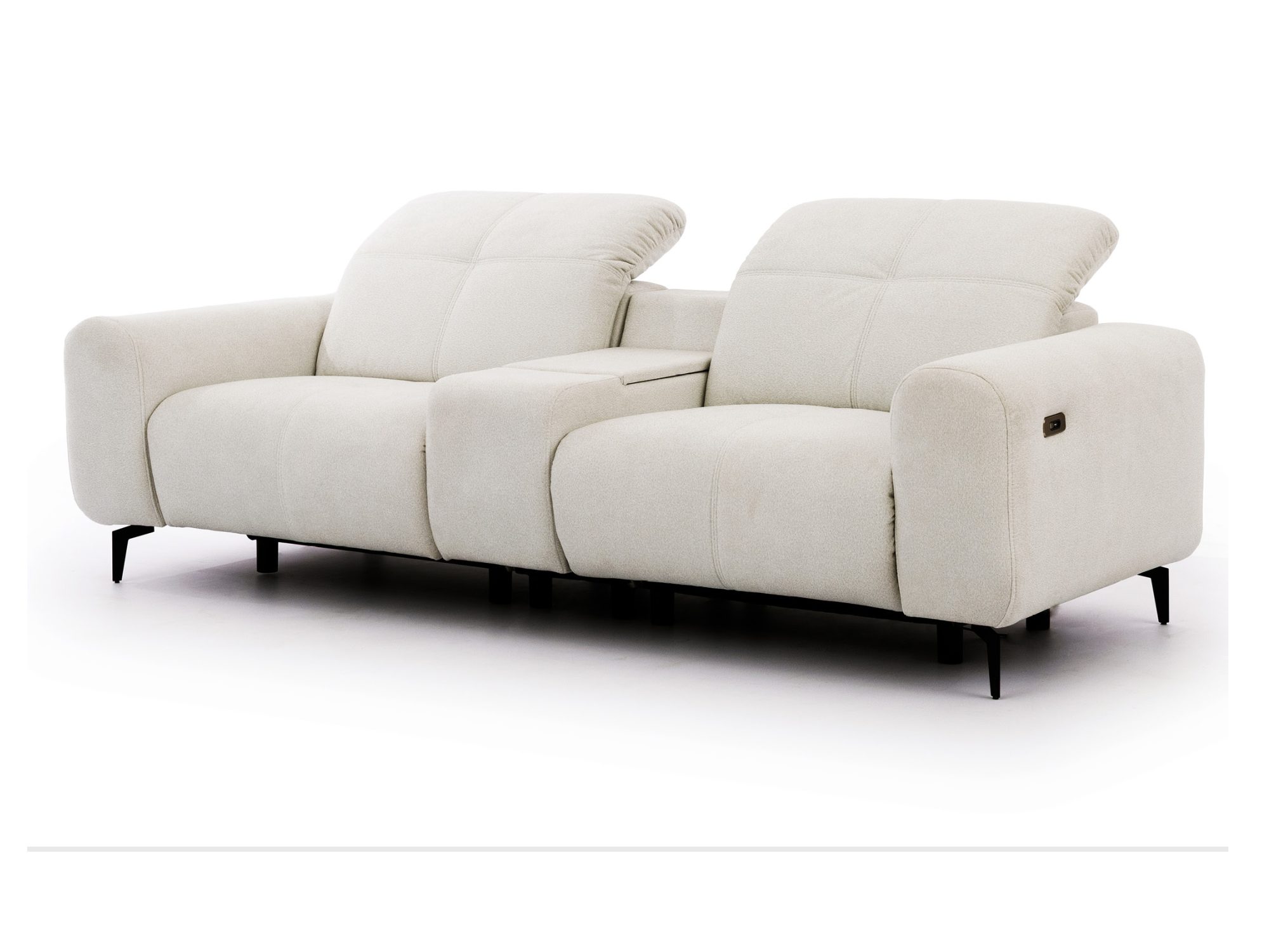 2-Sitzer-Sofa Lorvanto mit Relaxfunktion und Konsole auf weißem Hintergrund