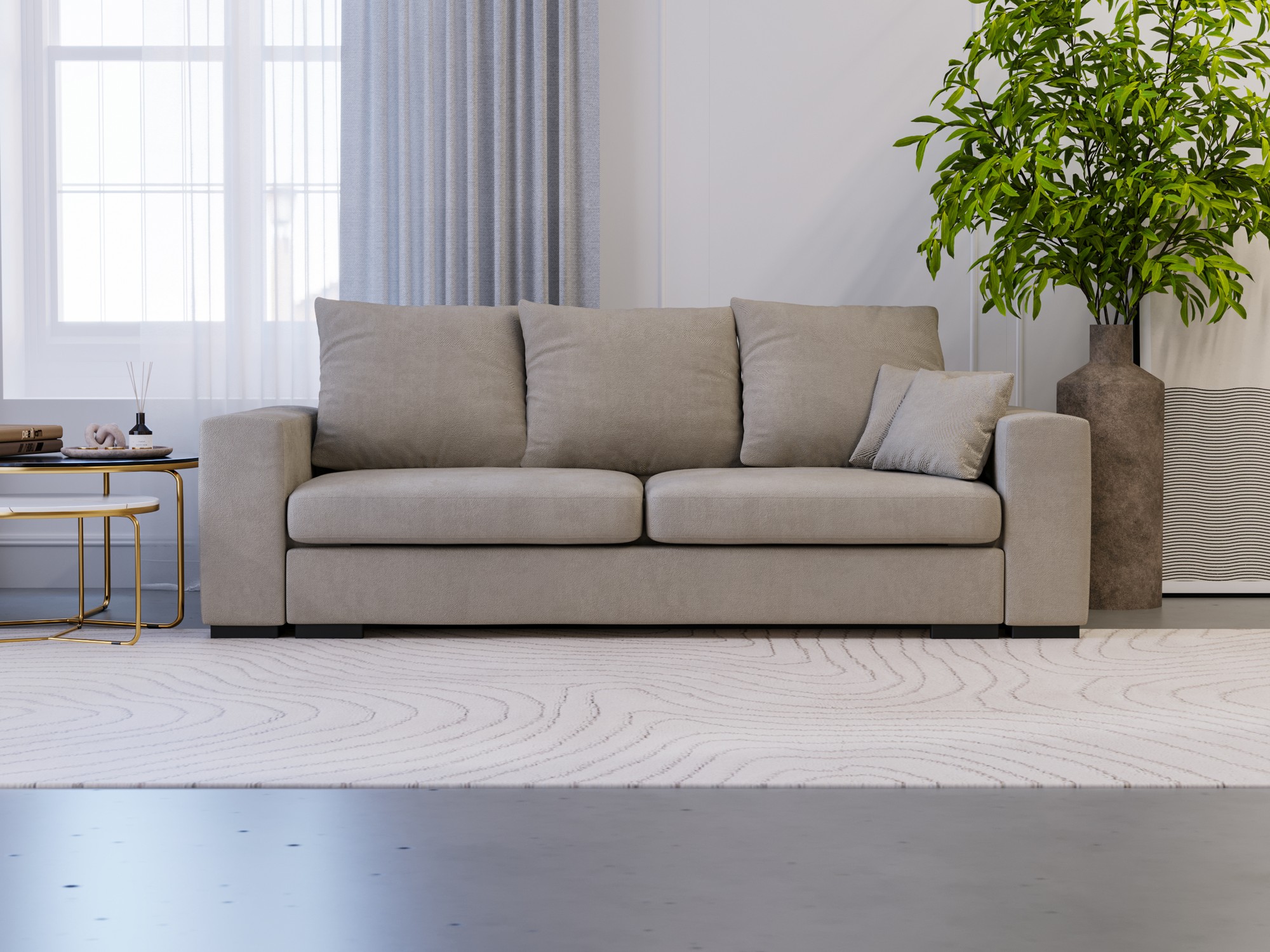Galvio Sofa als gemütliche Relaxcouch im geräumigen Wohnzimmer arrangiert