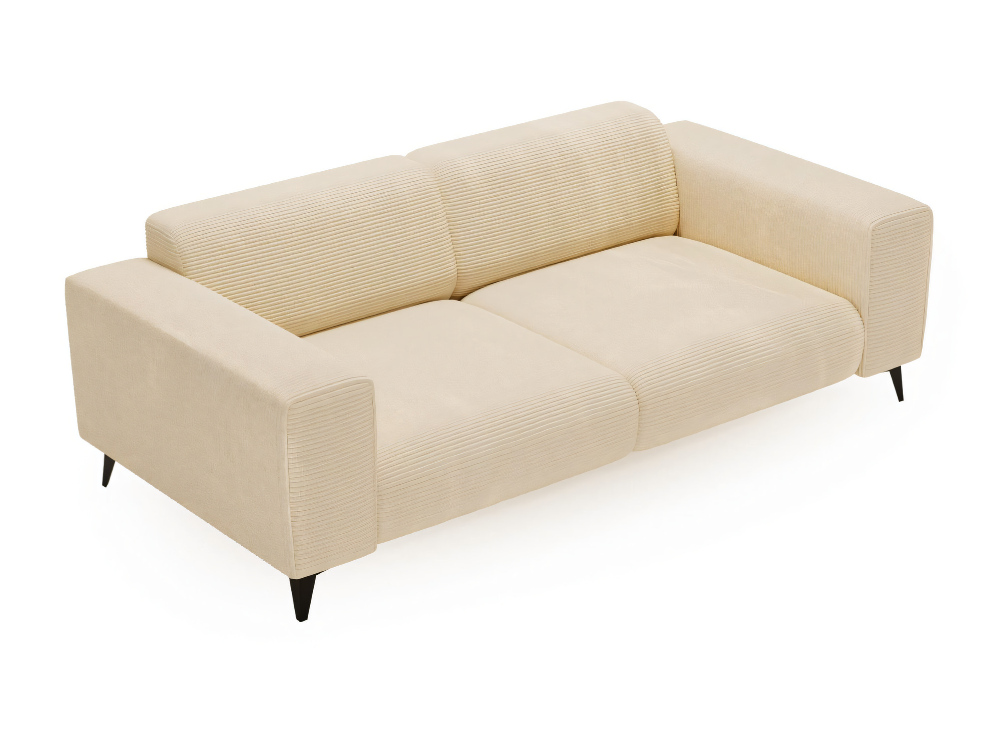 Sofa Julvena dla dwóch osób sfotografowana z góry, siedzisko i szerokie boczki
